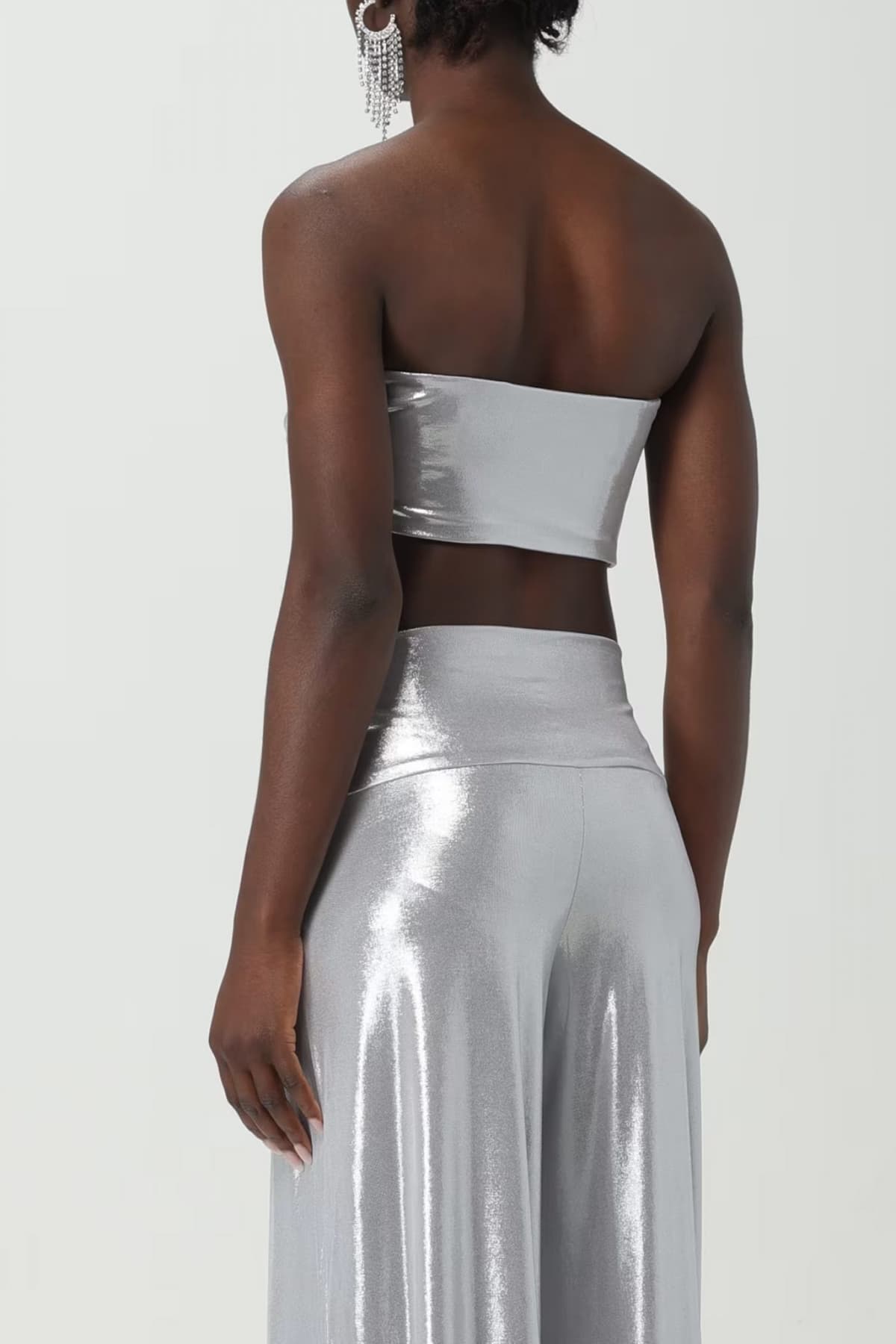 NORMA KAMALI TOP ΣΤΡΑΠΛΕΣ ΜΕΤΑΛΛΙΖΕ ΑΣΗΜΙ