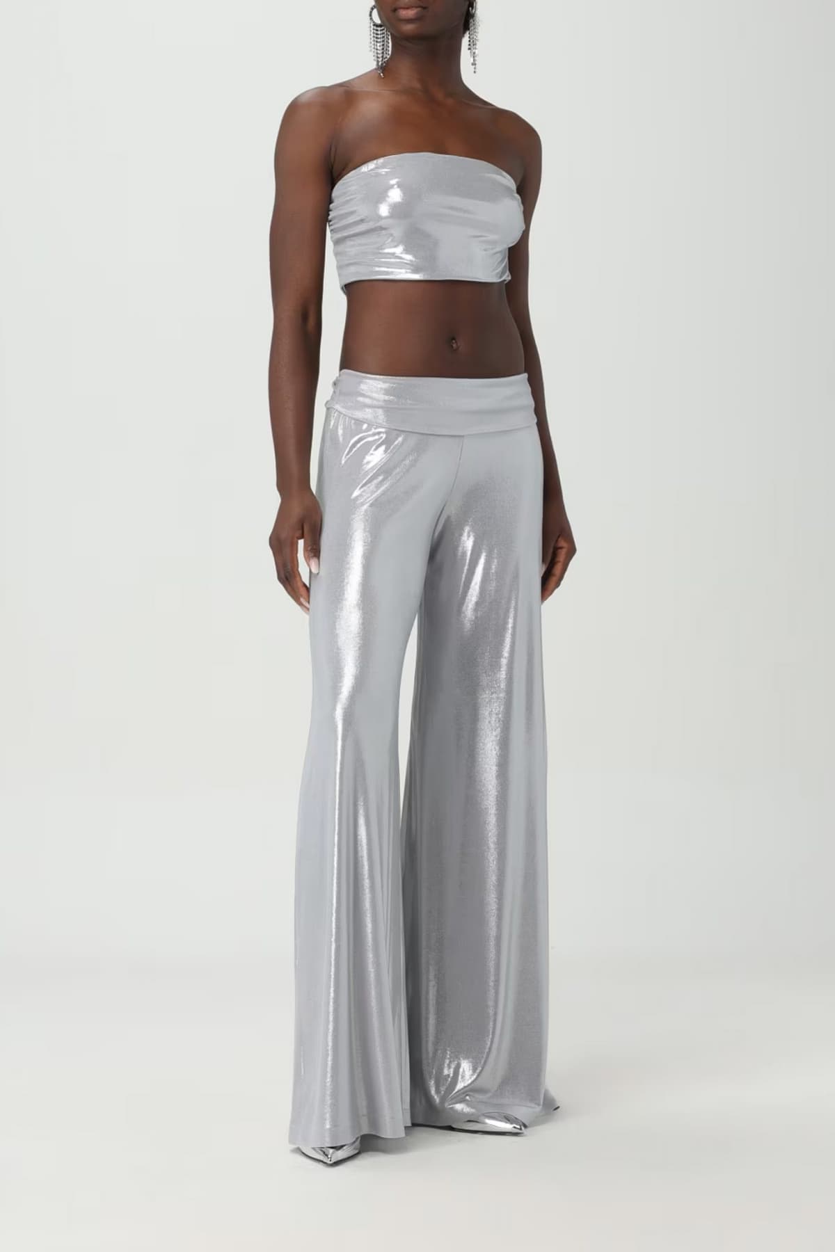 NORMA KAMALI TOP ΣΤΡΑΠΛΕΣ ΜΕΤΑΛΛΙΖΕ ΑΣΗΜΙ