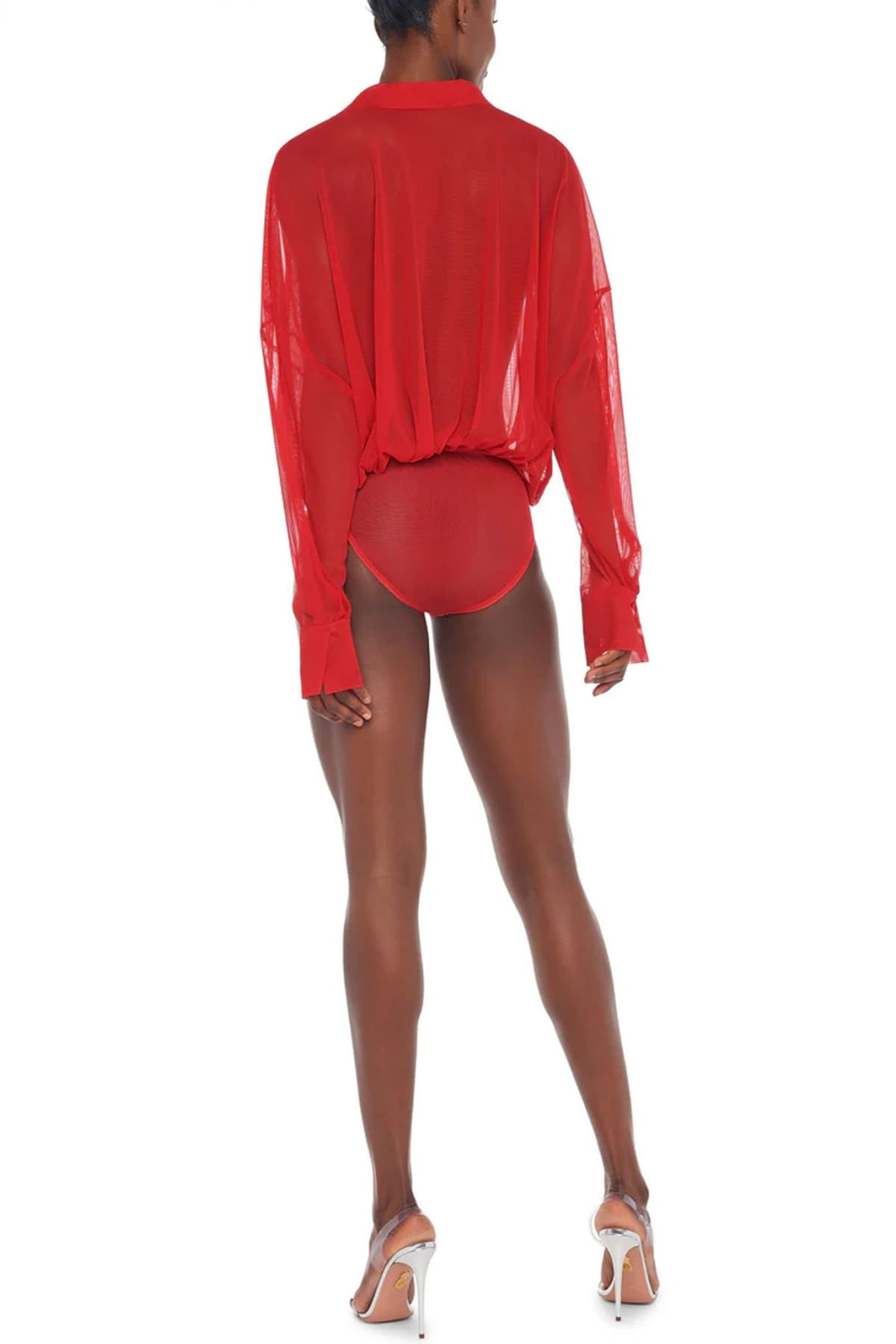 NORMA KAMALI ΚΟΡΜΑΚΙ ΔΙΑΦΑΝΕΙΑ ΓΙΑΚΑΣ ΚΟΚΚΙΝΟ