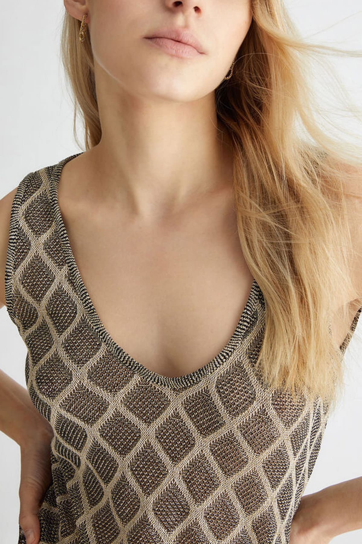 LIU JO TANK TOP ΠΛΕΚΤΟ ΜΑΥΡΟ-ΧΡΥΣΟ