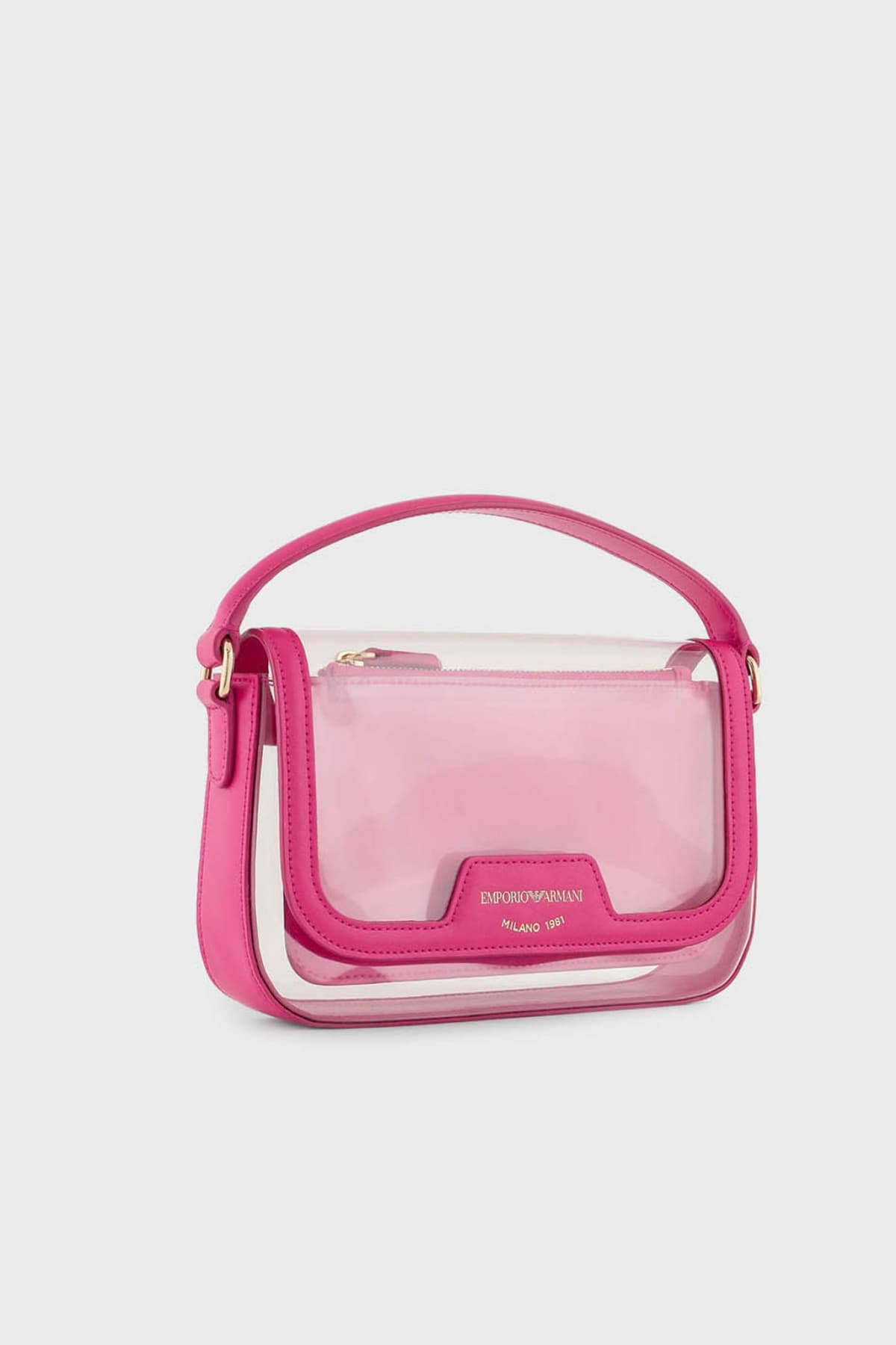 EMPORIO ARMANI ΤΣΑΝΤΑ CROSS BODY/ ΧΕΙΡΟΣ LOGO ΔΙΑΦΑΝΕΙΑ ΦΟΥΞΙΑ