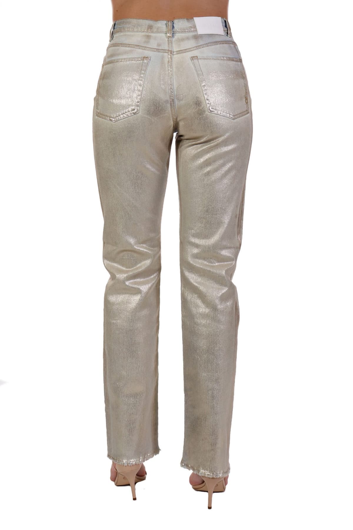 PINKO JEANS ROXANNE STRAIGHT SHINING ΜΠΕΖ ΜΕΤΑΛΛΙΚΟ
