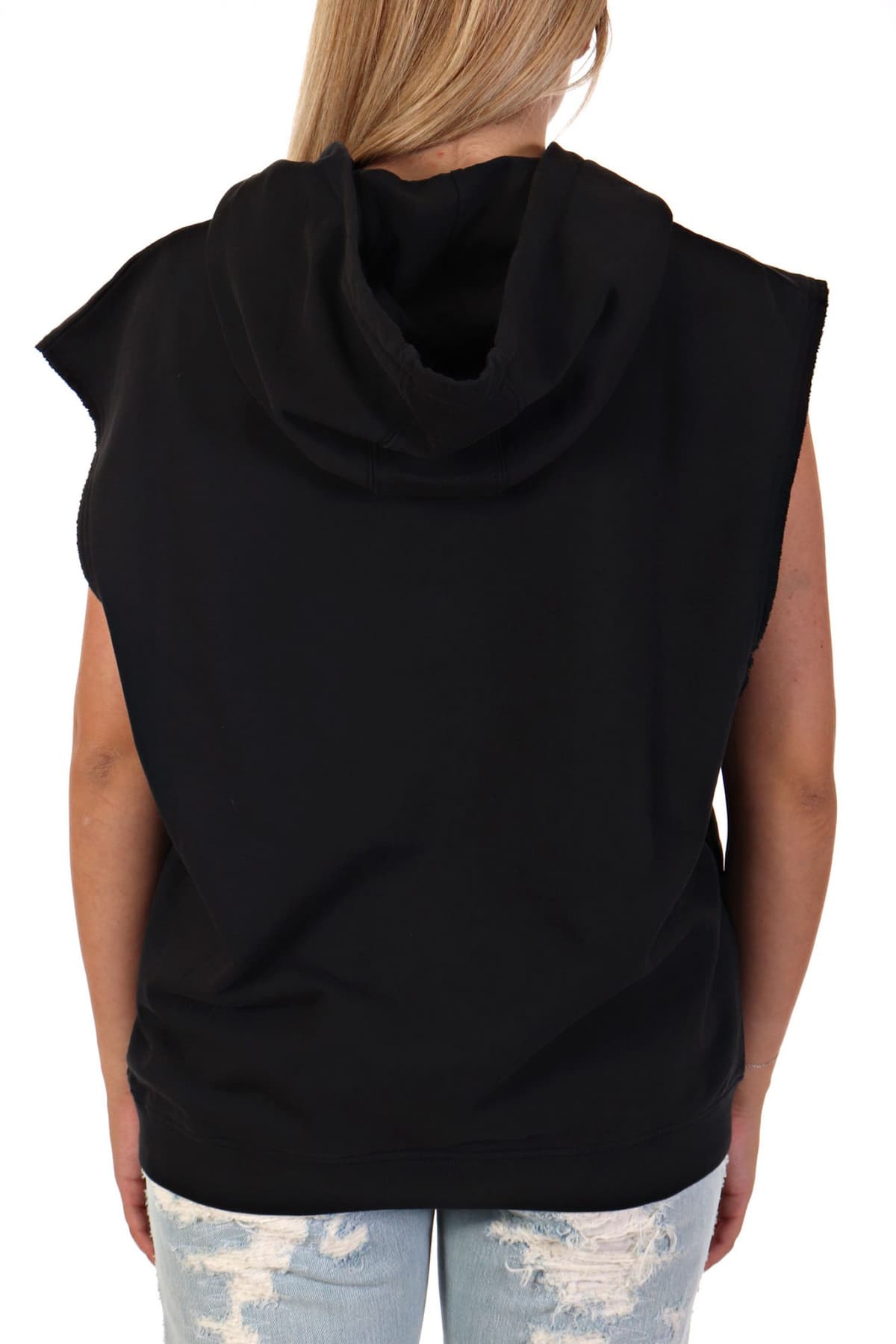 PINKO TOP HOODIE MINERVA MAGLIA FELPA LAVATA SILK ΚΟΡΔΟΝΙ ΣΤΡΑΣ ΜΑΥΡΟ