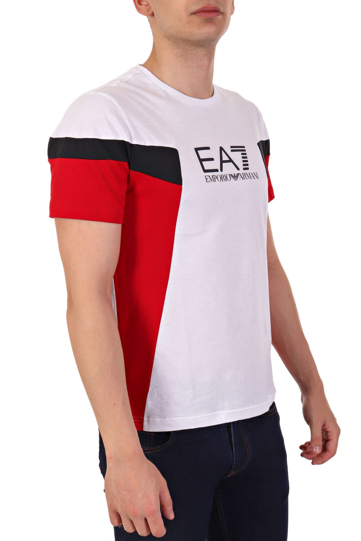 ARMANI 7 T-SHIRT LOGO ΛΕΥΚΟ-ΚΟΚΚΙΝΟ