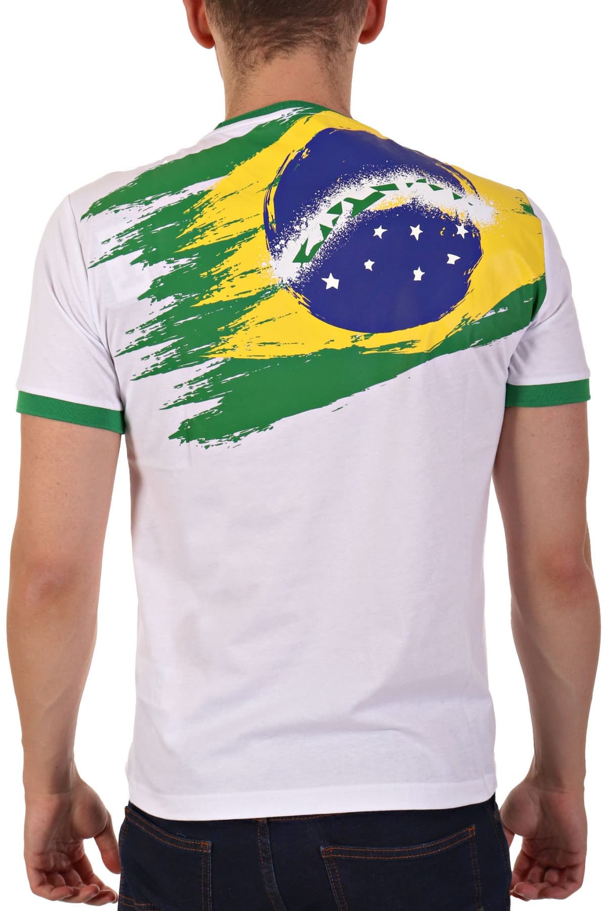 ARMANI 7 T-SHIRT LOGO BRAZIL FLAG ΛΕΥΚΟ-ΠΡΑΣΙΝΟ