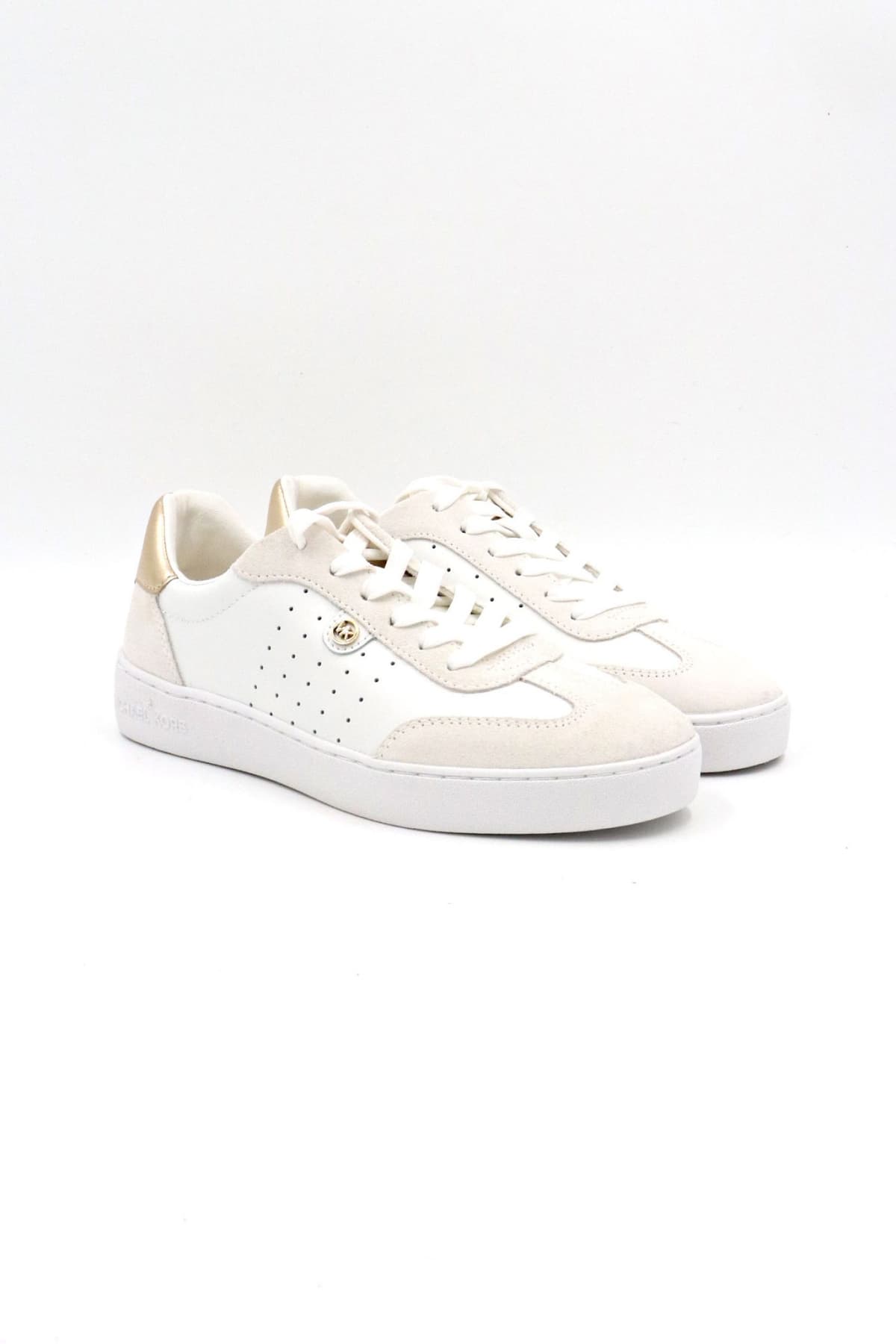 MICHAEL KORS ΠΑΠΟΥΤΣΙΑ SNEAKERS SCOTTY LACE UP LOGO ΧΡΥΣΟ/ΛΕΥΚΟ