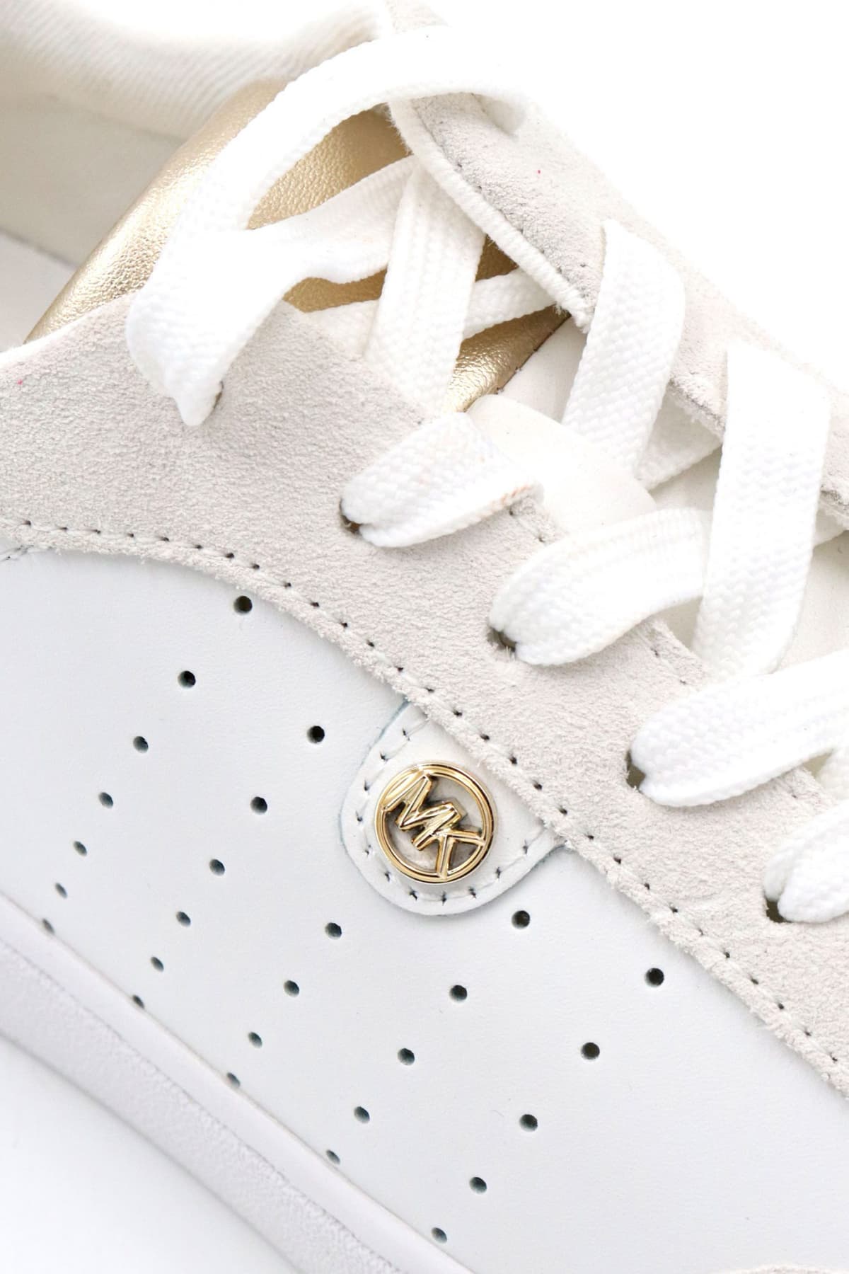 MICHAEL KORS ΠΑΠΟΥΤΣΙΑ SNEAKERS SCOTTY LACE UP LOGO ΧΡΥΣΟ/ΛΕΥΚΟ