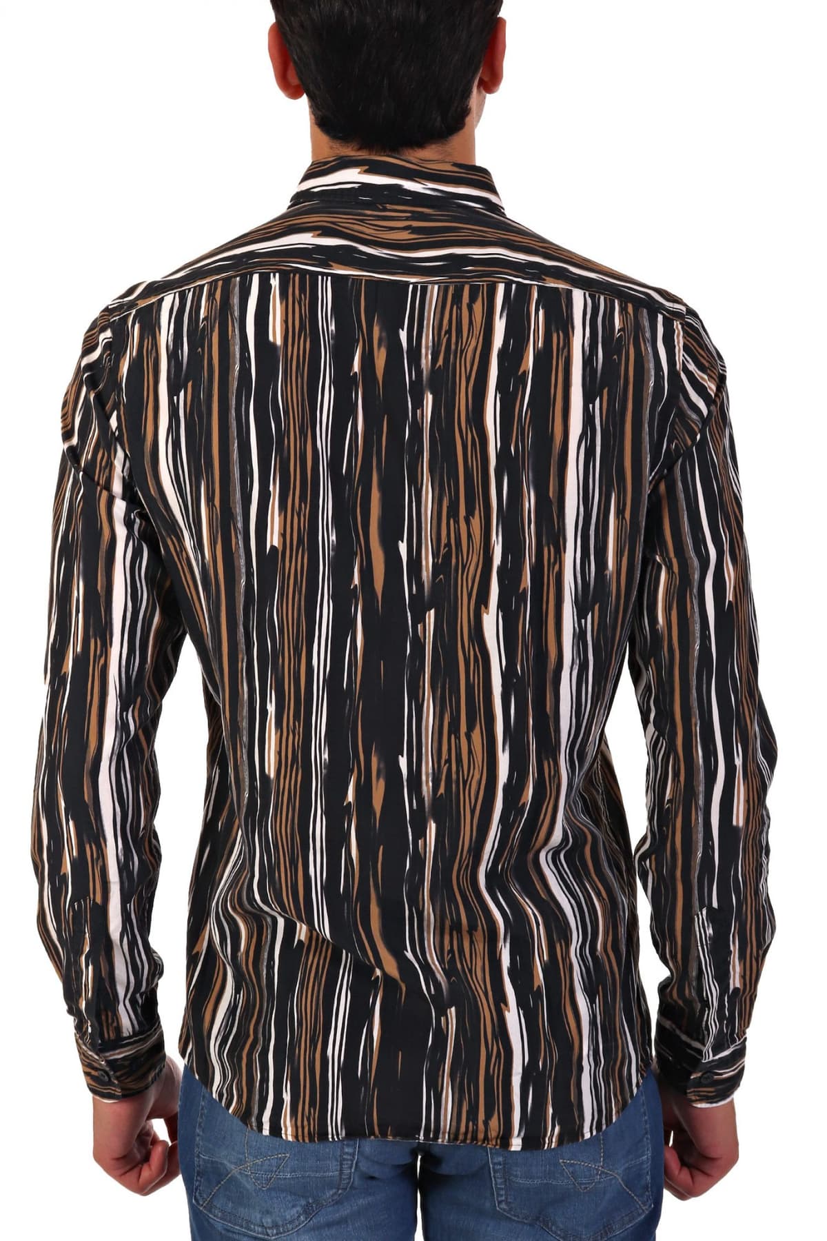 BOSS ΠΟΥΚΑΜΙΣΟ REGULAR FIT ΡΙΓΕ S-LIAM-KENT-C1-233 ΜΑΥΡΟ-ΤΑΜΠΑ-ΛΕΥΚΟ