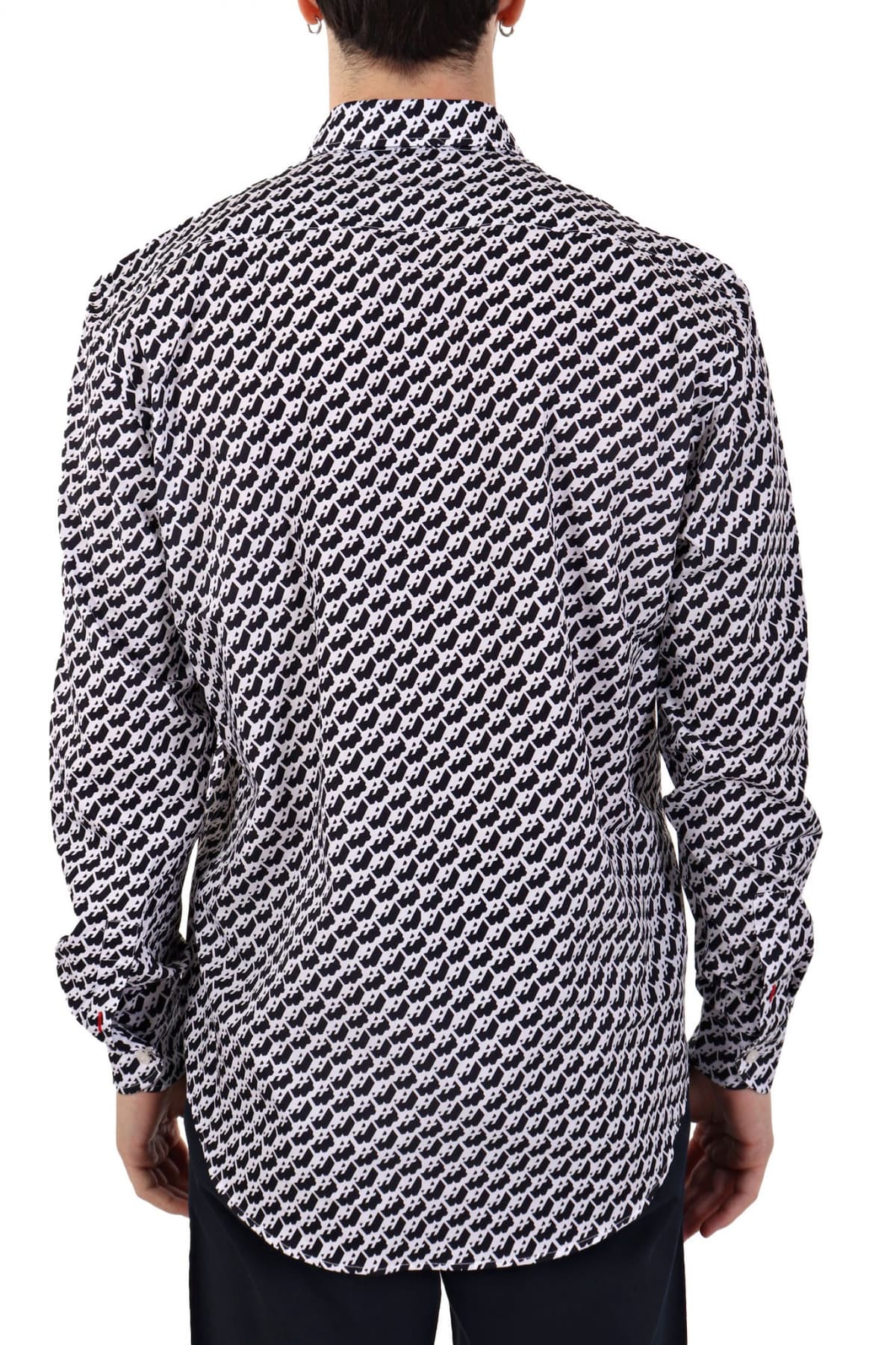 HECHTER ΠΟΥΚΑΜΙΣΟ CASUAL MODERN FIT ΜΕ ΣΧΕΔΙΟ ΜΠΛΕ-ΛΕΥΚΟ