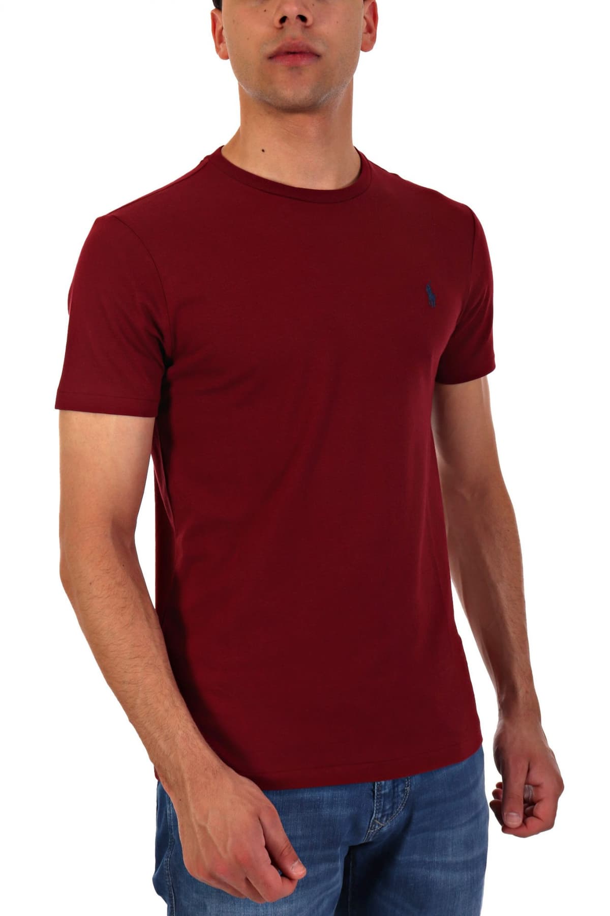 RALPH LAUREN T- SHIRT CUSTOM SLIM FIT LOGO ΜΠΟΡΝΤΩ
