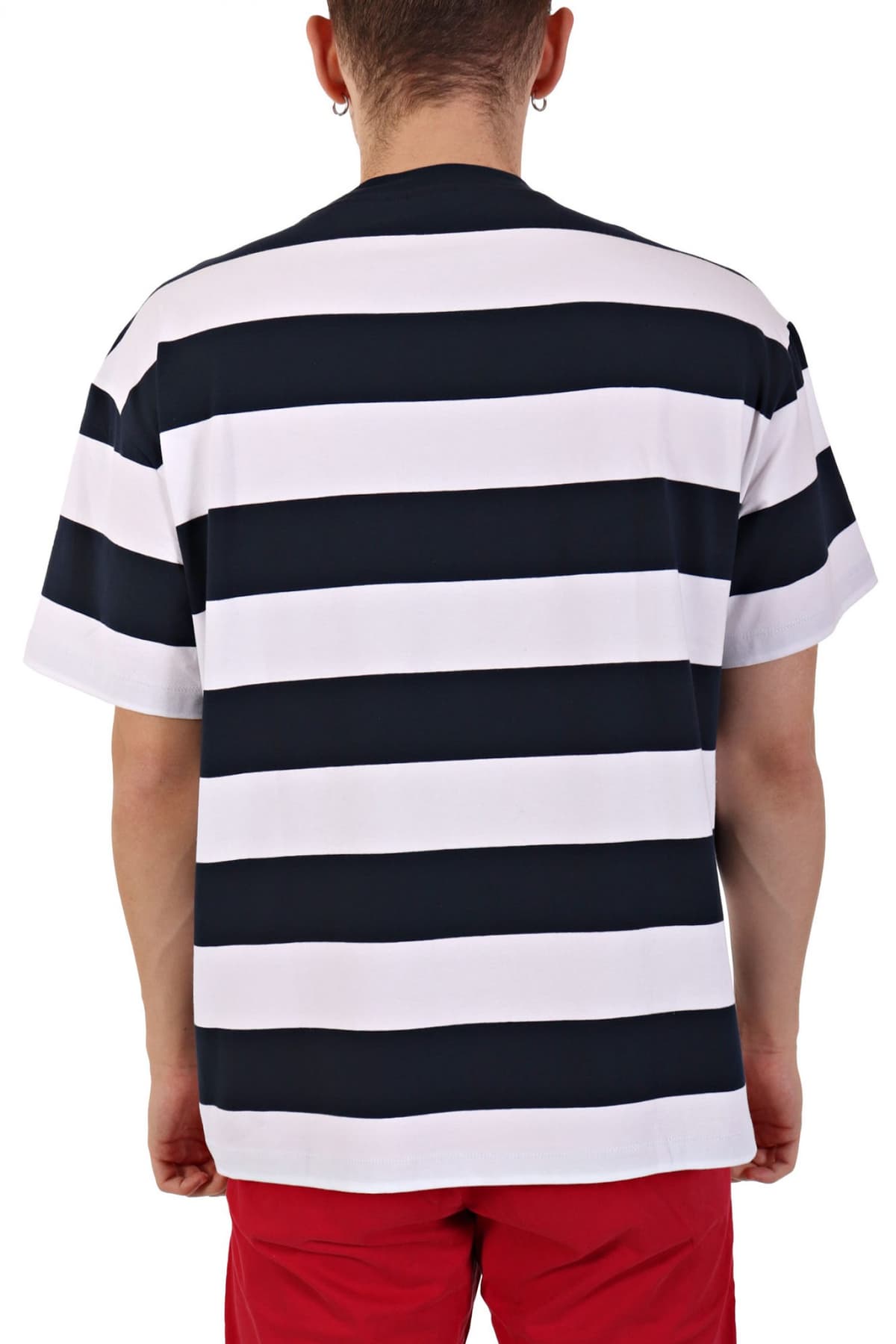 HECHTER T-SHIRT JERSEY ΡΙΓΕ LOGO ΜΠΛΕ-ΛΕΥΚΟ