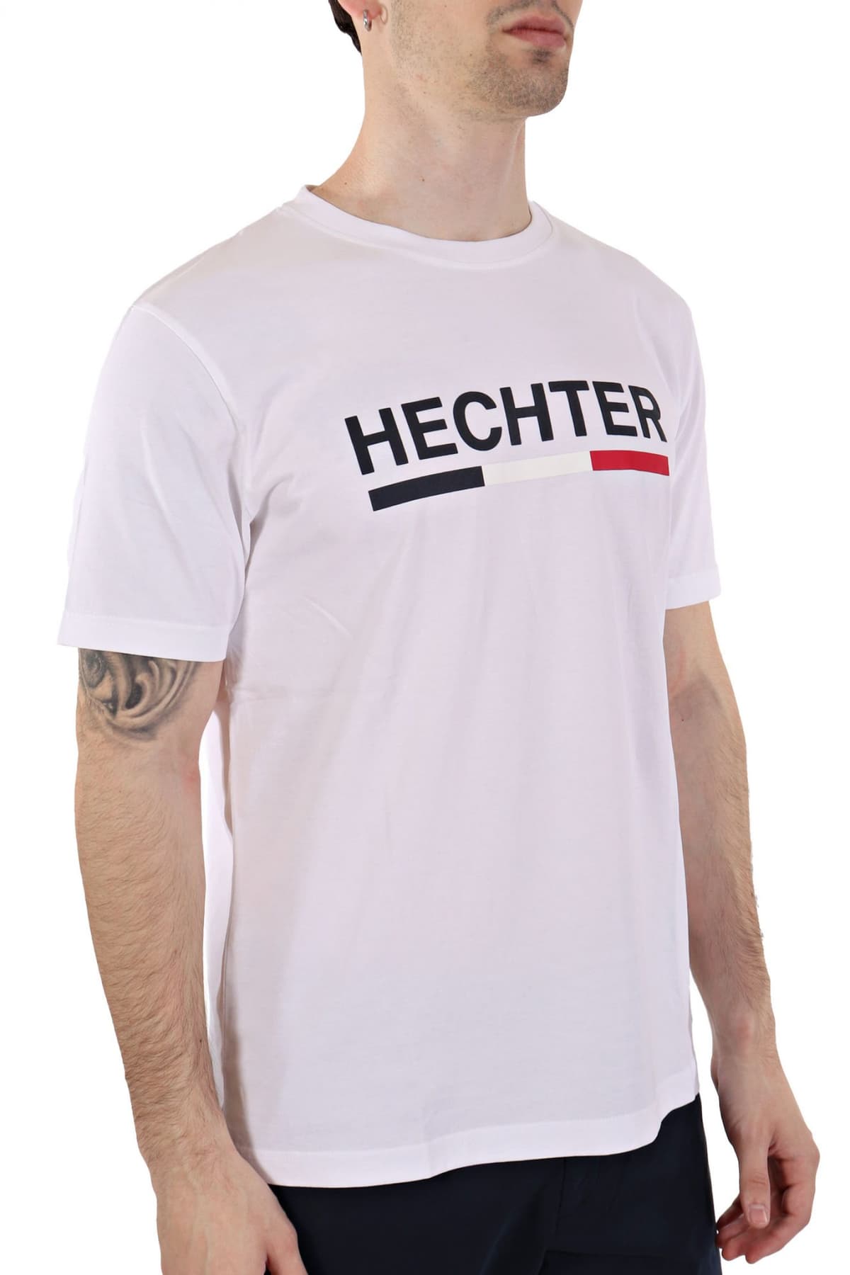 HECHTER T-SHIRT JERSEY LOGO ΑΝΑΓΛΥΦΟ ΜΕΓΑΛΟ ΛΕΥΚΟ