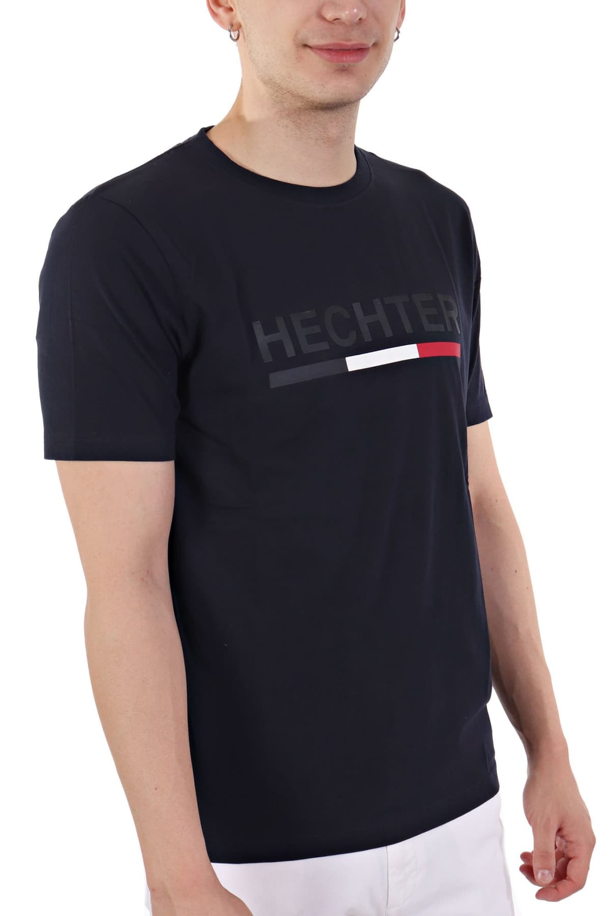HECHTER T-SHIRT JERSEY LOGO ΑΝΑΓΛΥΦΟ ΜΕΓΑΛΟ ΜΠΛΕ ΣΚΟΥΡΟ