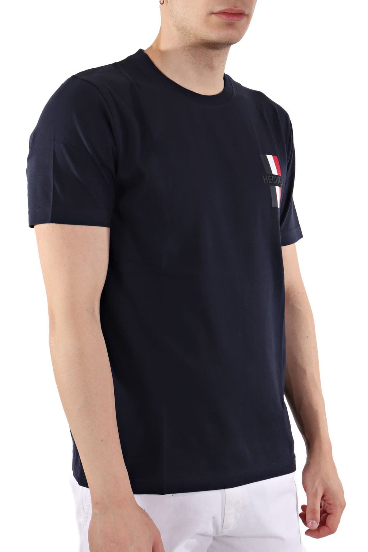 HECHTER T-SHIRT JERSEY LOGO ΑΝΑΓΛΥΦΟ ΜΙΚΡΟ ΜΠΛΕ ΣΚΟΥΡΟ