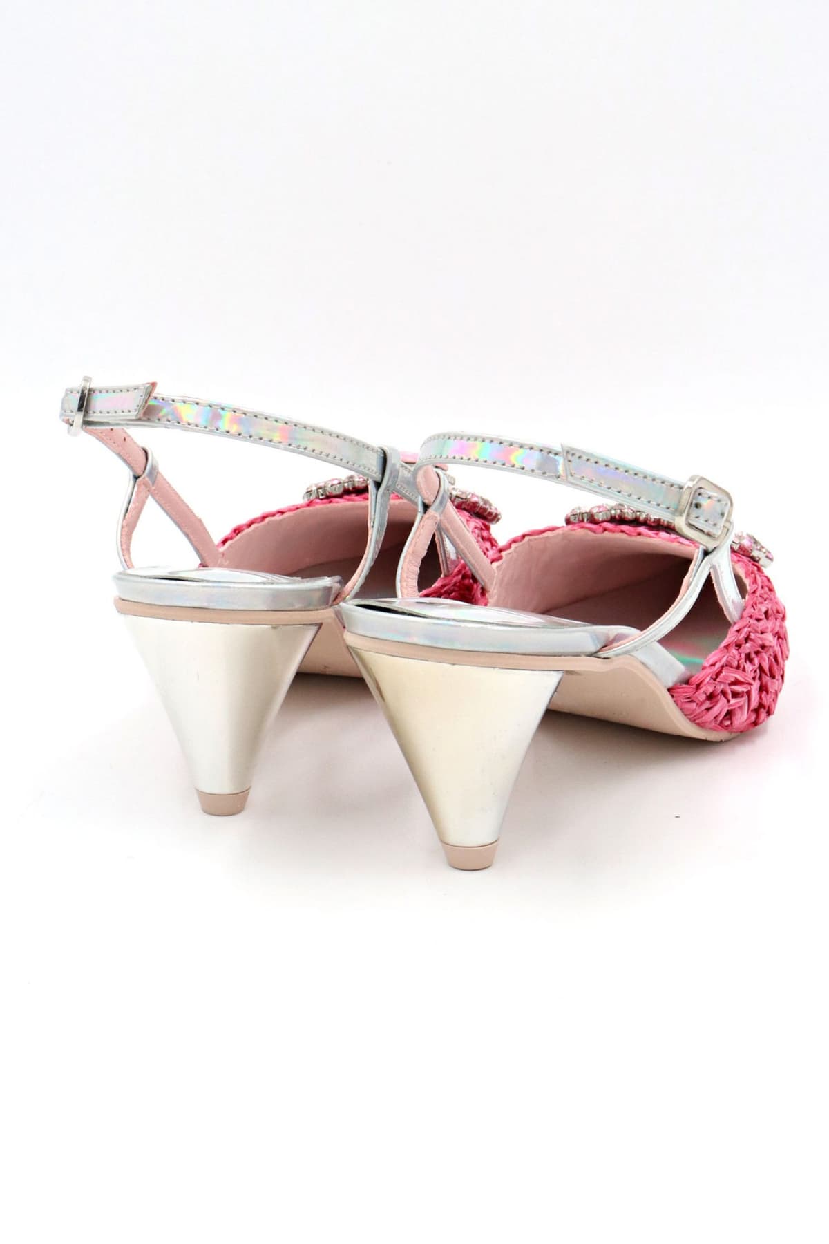 RAS ΠΑΠΟΥΤΣΙΑ MULES ΑΓΚΡΑΦΑ ΧΑΝΤΡΕΣ ΠΛΕΞΗ ΡΟΖ/ ΜΕΤΑΛΛΙΚΟ ΑΣΗΜΙ