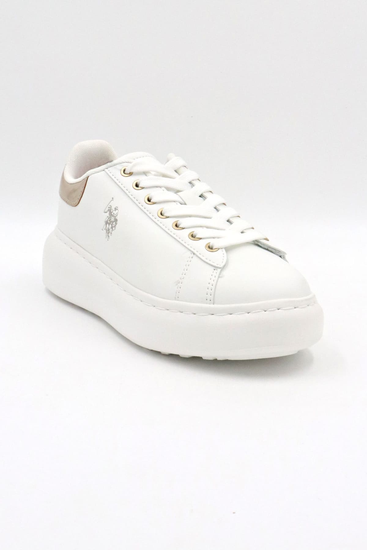 U.S. POLO ASSN. ΠΑΠΟΥΤΣΙΑ SNEAKERS XΡΥΣΗ ΛΕΠΤΟΜΕΡΕΙΑ LOGO ΛΕΥΚΟ