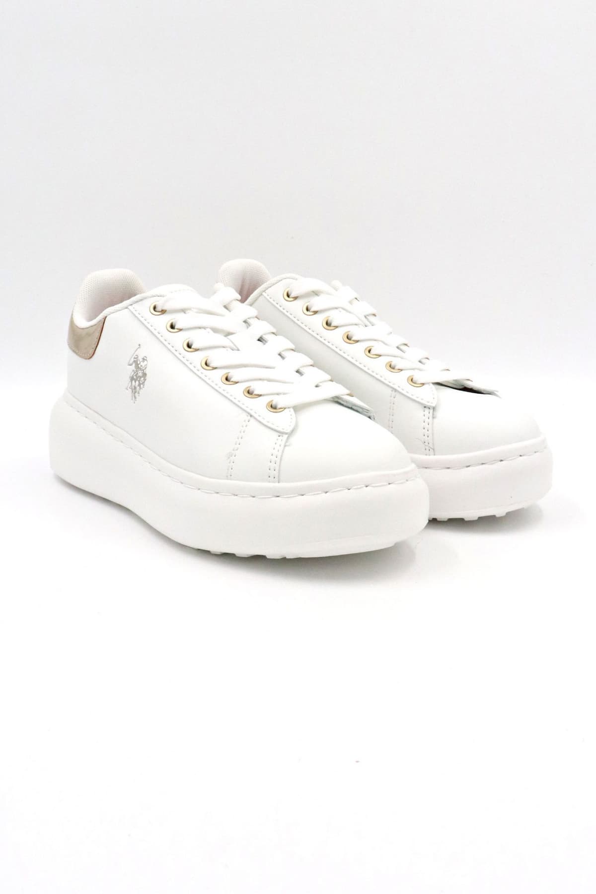 U.S. POLO ASSN. ΠΑΠΟΥΤΣΙΑ SNEAKERS XΡΥΣΗ ΛΕΠΤΟΜΕΡΕΙΑ LOGO ΛΕΥΚΟ