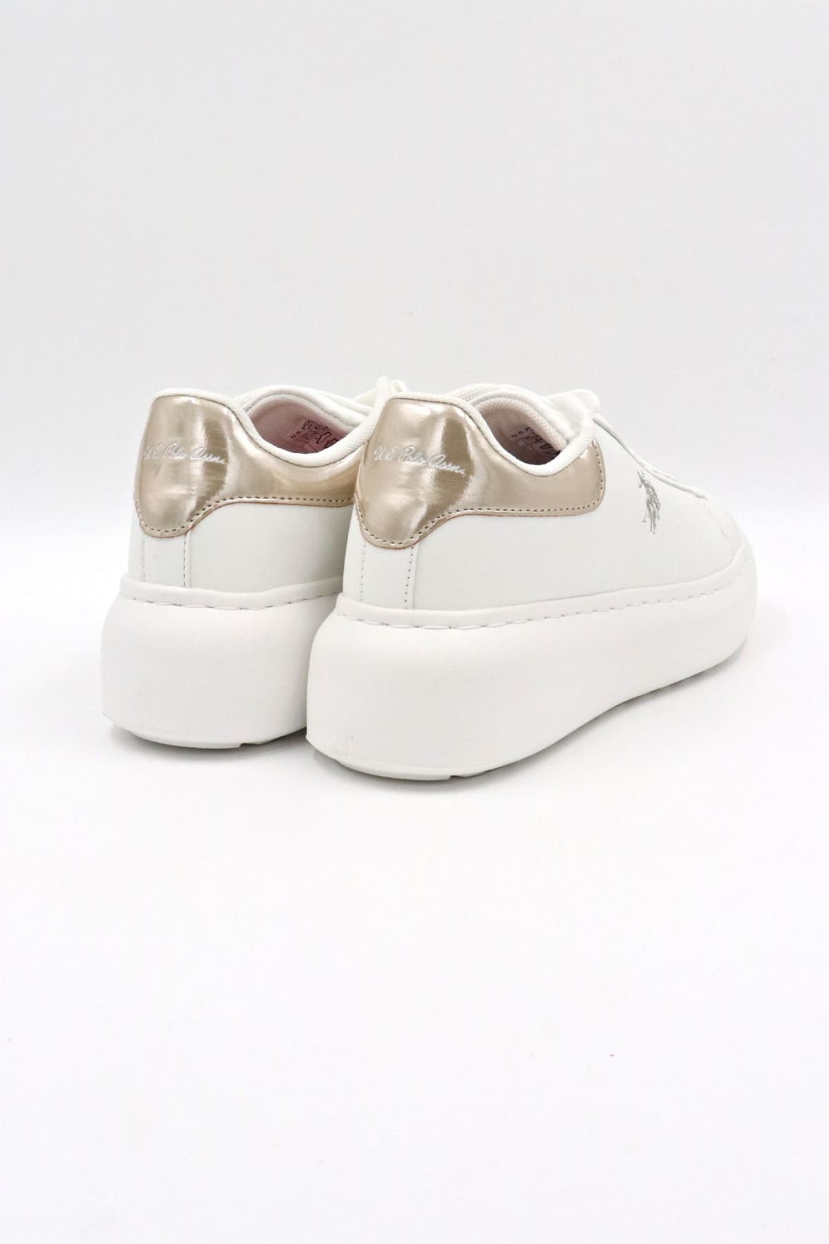 U.S. POLO ASSN. ΠΑΠΟΥΤΣΙΑ SNEAKERS XΡΥΣΗ ΛΕΠΤΟΜΕΡΕΙΑ LOGO ΛΕΥΚΟ