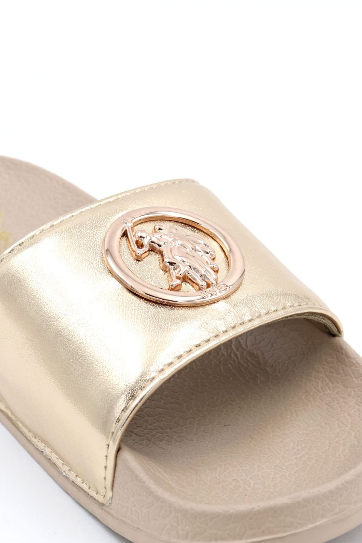 U.S. POLO ASSN. ΠΑΠΟΥΤΣΙΑ ΠΑΝΤΟΦΛΕΣ METΑΛΛΙΚΟ LOGO ΧΡΥΣΟ