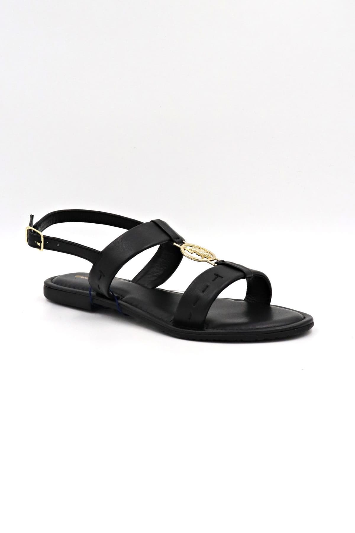 U.S. POLO ASSN. ΠΑΠΟΥΤΣΙΑ ΣΑΝΔΑΛΙΑ ΜΕΤΑΛΛΙΚΟ LOGO ΜΑΥΡΟ