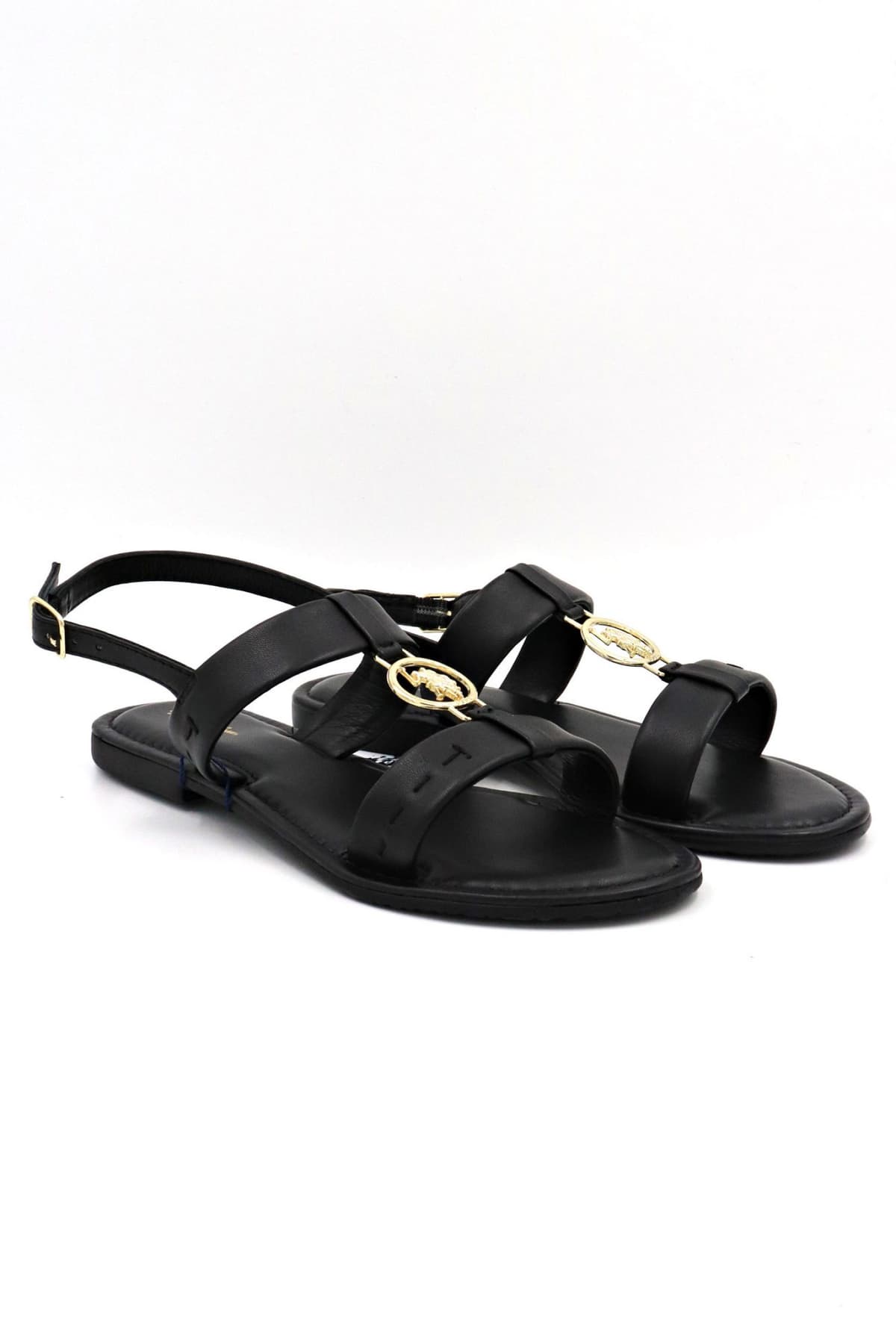 U.S. POLO ASSN. ΠΑΠΟΥΤΣΙΑ ΣΑΝΔΑΛΙΑ ΜΕΤΑΛΛΙΚΟ LOGO ΜΑΥΡΟ