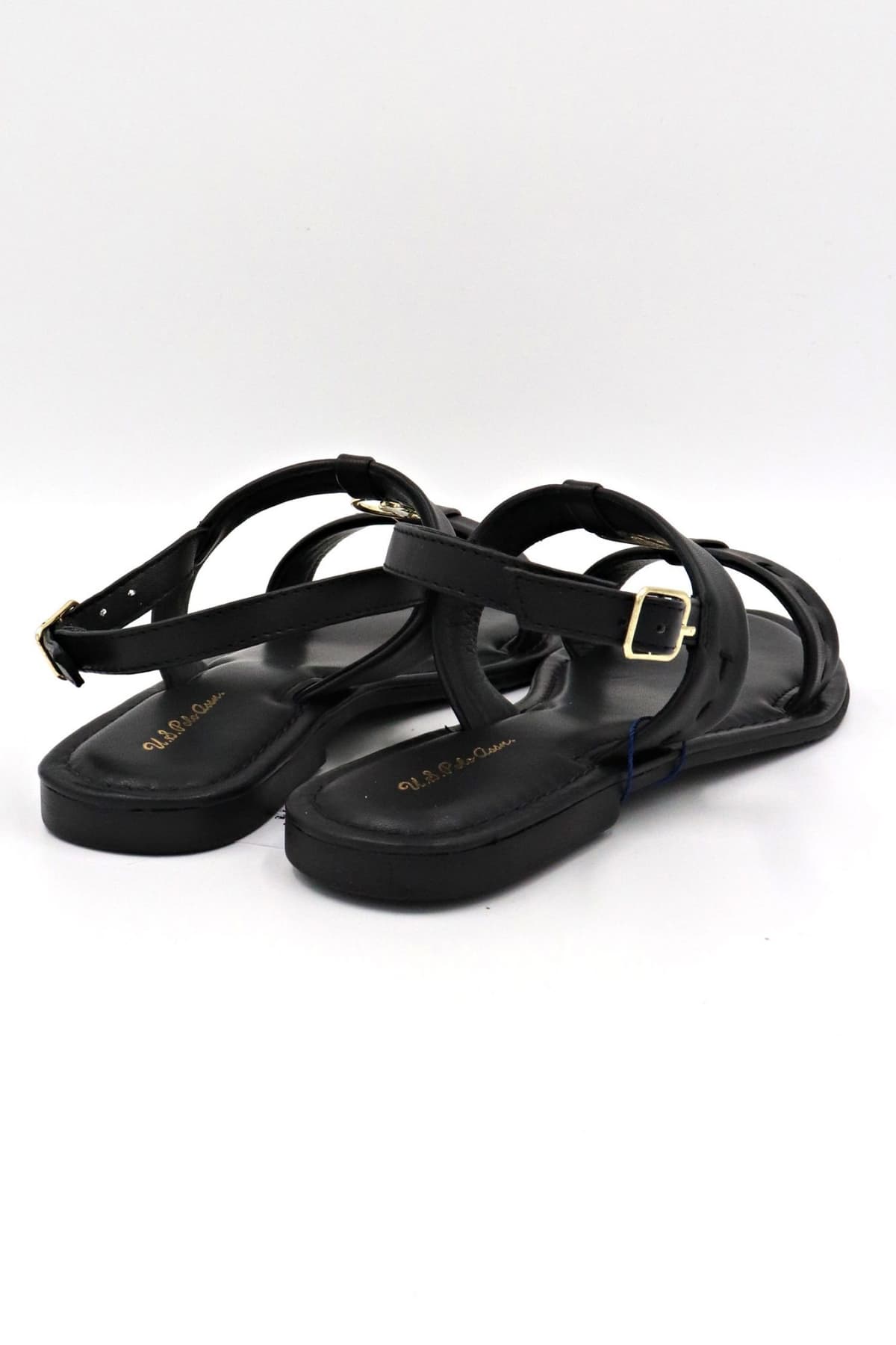 U.S. POLO ASSN. ΠΑΠΟΥΤΣΙΑ ΣΑΝΔΑΛΙΑ ΜΕΤΑΛΛΙΚΟ LOGO ΜΑΥΡΟ