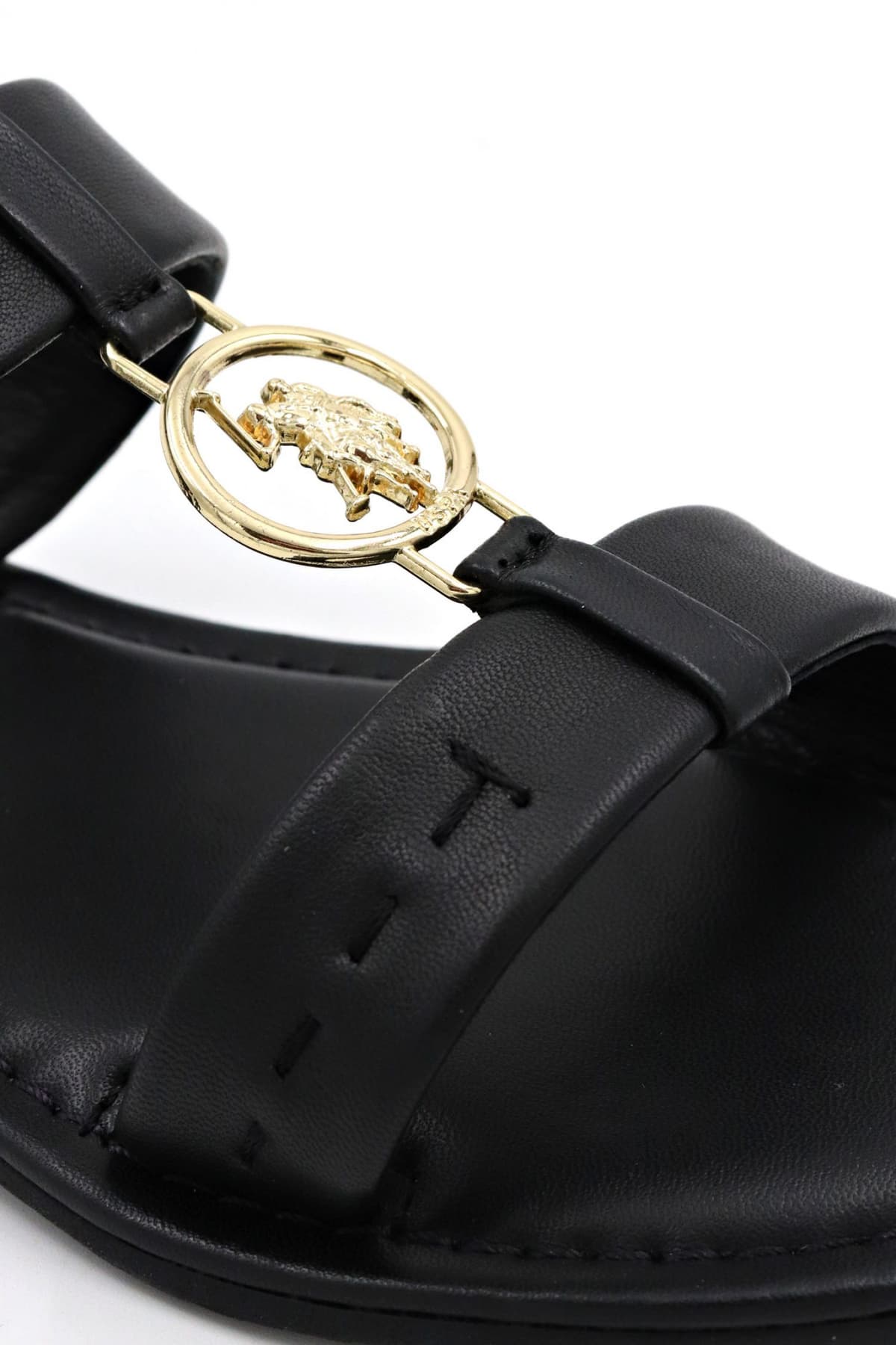 U.S. POLO ASSN. ΠΑΠΟΥΤΣΙΑ ΣΑΝΔΑΛΙΑ ΜΕΤΑΛΛΙΚΟ LOGO ΜΑΥΡΟ