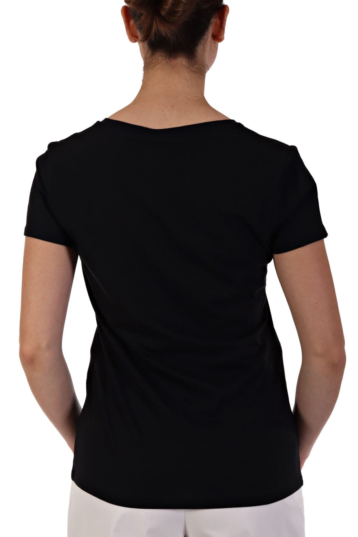 LIU-JO T-SHIRT V-NECK LOGO ΣΤΡΑΣ ΜΑΥΡΟ