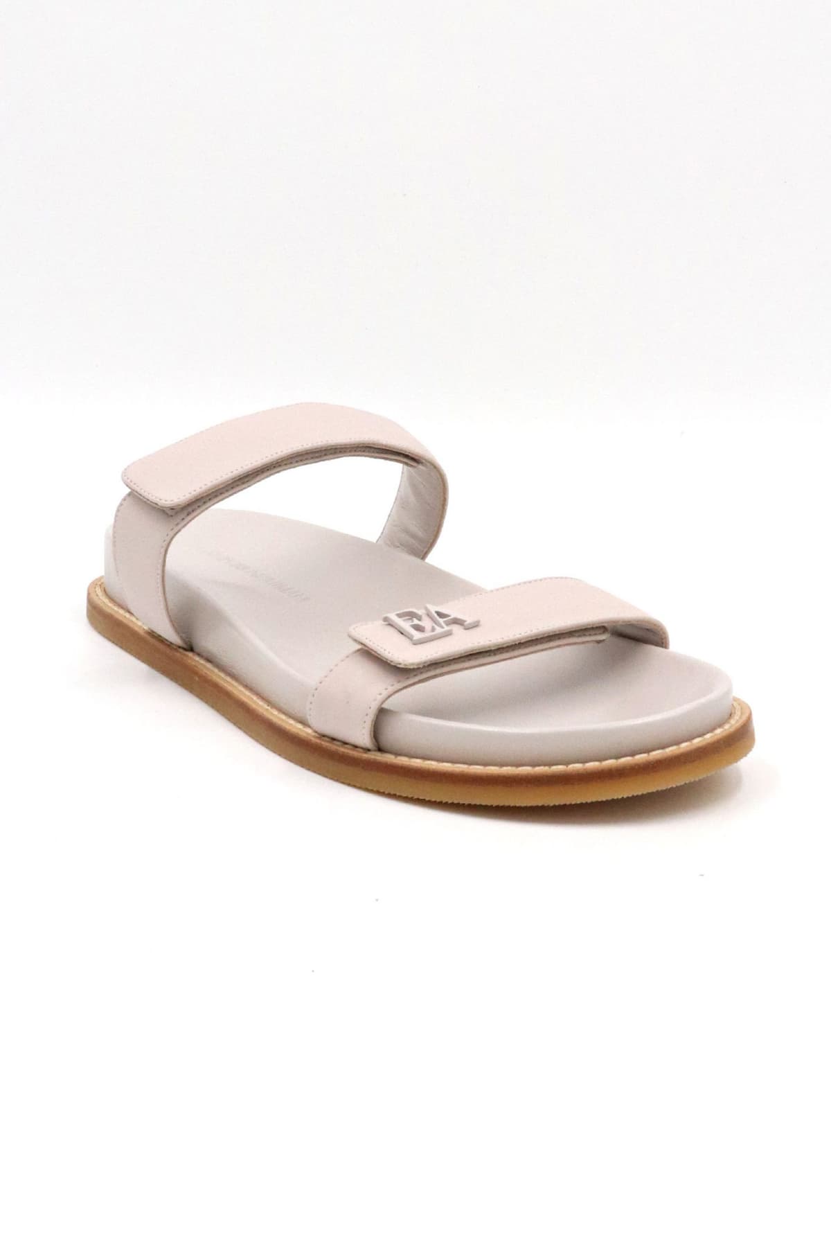 EMPORIO ARMANI ΠΑΠΟΥΤΣΙΑ ΣΑΝΔΑΛΙΑ ΜΕΤΑΛΛΙΚΟ LOGO ΑΝΟΙΧΤΟ ΓΚΡΙ