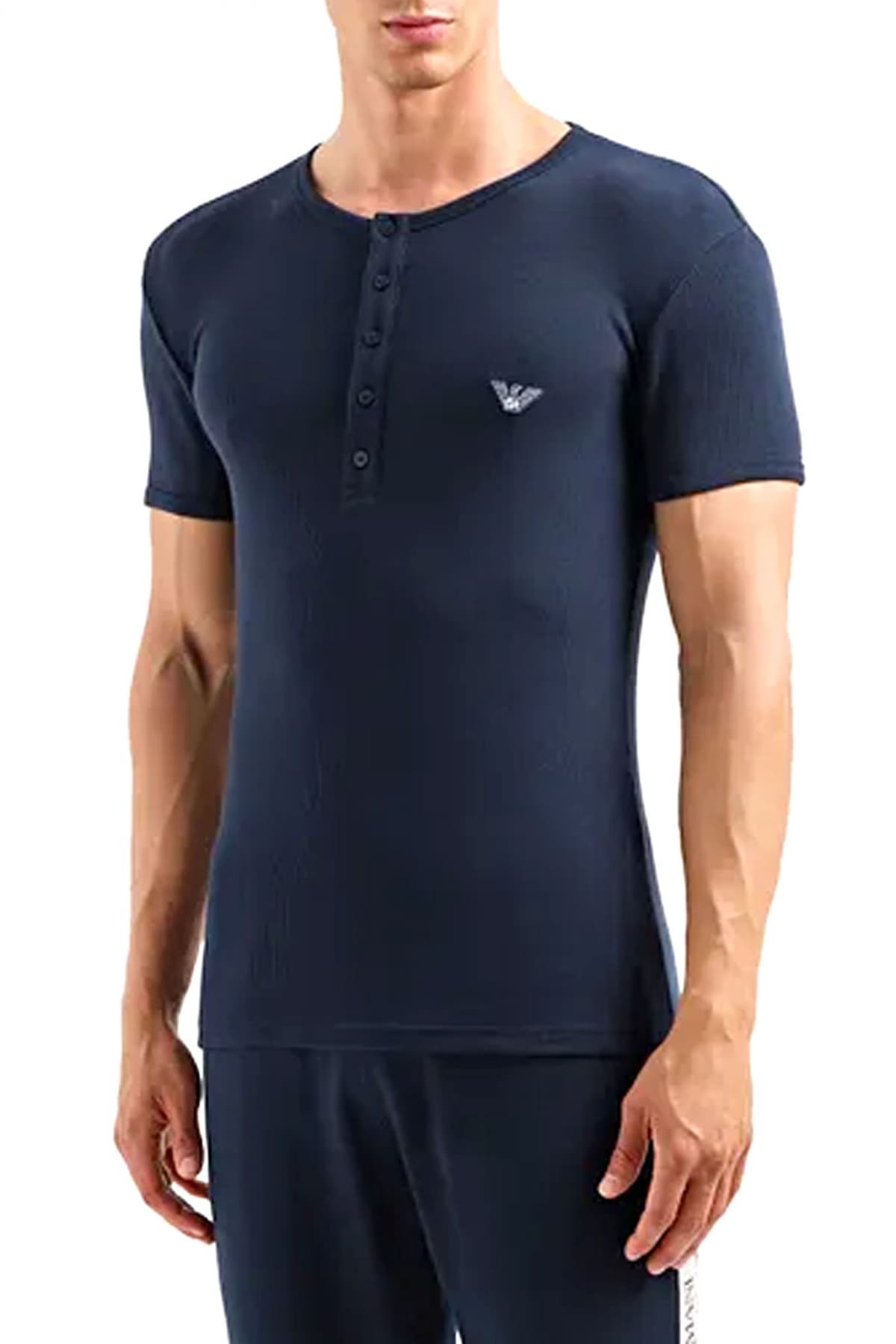 EMPORIO ARMANI ΕΣΩΡΟΥΧΟ T-SHIRT HALF BUTTON COTTON RIB ΜΠΛΕ