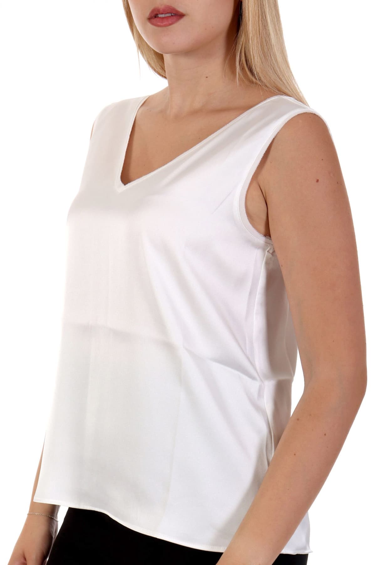 MARELLA EMME DEODARA TOP V-NECK ΛΕΥΚΟ