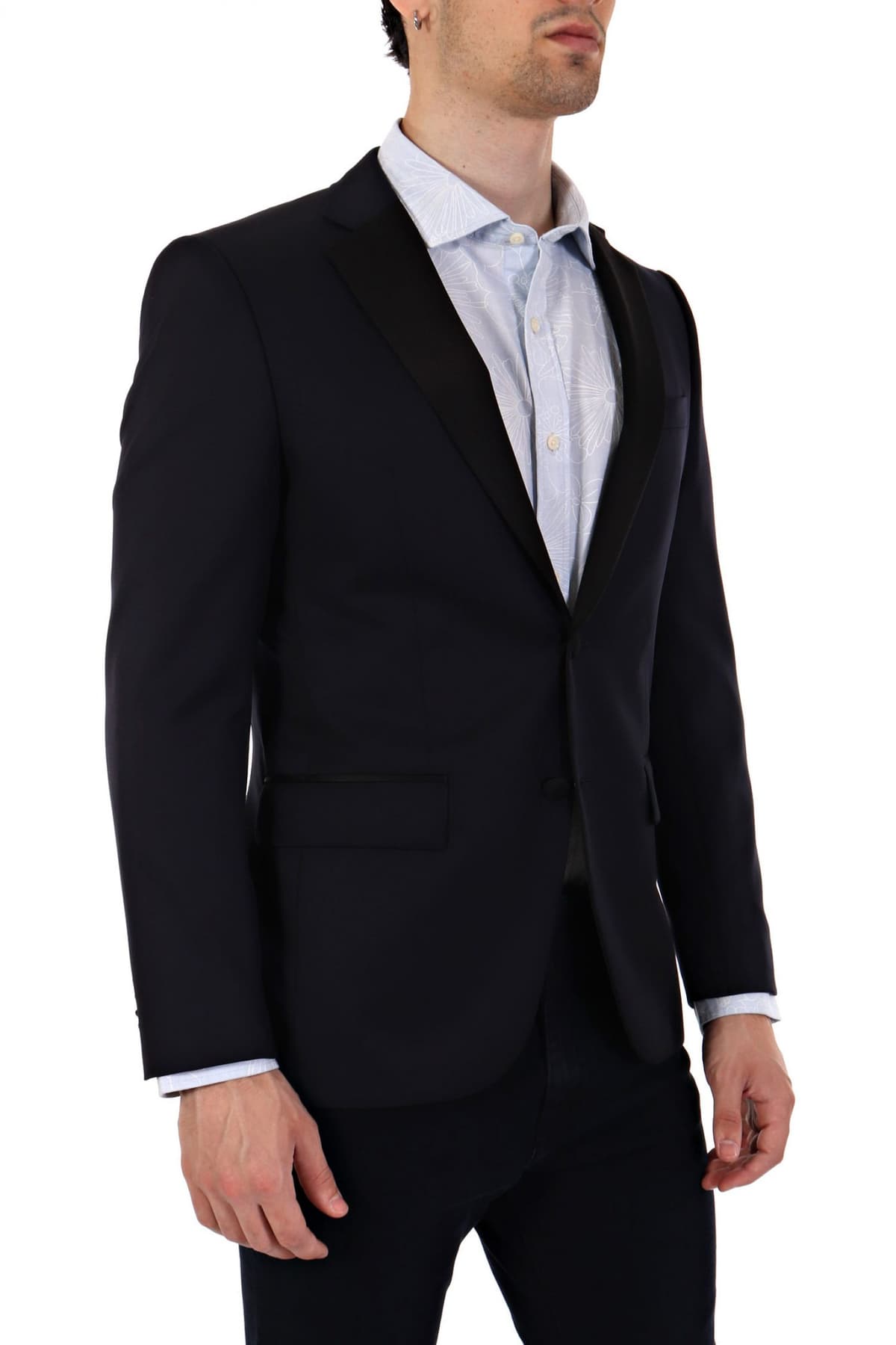 BOSS ΣΑΚΑΚΙ ΚΟΥΣΤΟΥΜΙΟΥ ΣΜΟΚΙΝ PEAK LAPEL H-HUGE-TUX-N-B1 SLIM FIT ΜΠΛΕ