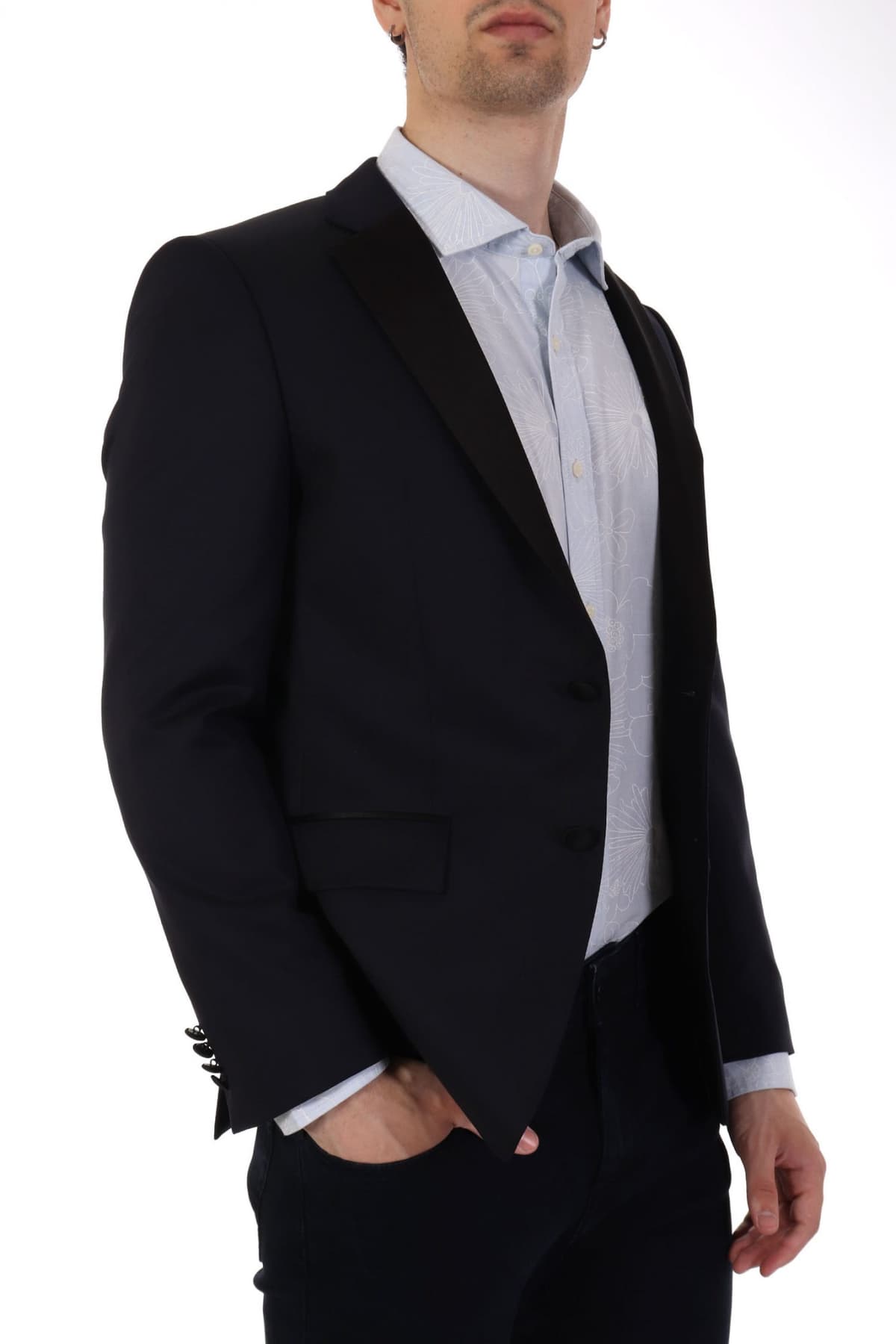 BOSS ΣΑΚΑΚΙ ΚΟΥΣΤΟΥΜΙΟΥ ΣΜΟΚΙΝ PEAK LAPEL H-HUGE-TUX-N-B1 SLIM FIT ΜΠΛΕ