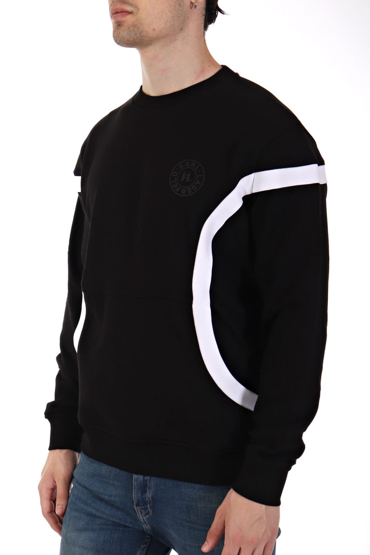 KARL LAGERFELD ΦΟΥΤΕΡ CREW NECK LOGO ΜΑΥΡΟ-ΛΕΥΚΟ