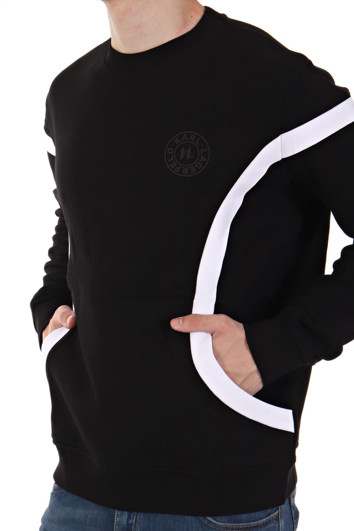 KARL LAGERFELD ΦΟΥΤΕΡ CREW NECK LOGO ΜΑΥΡΟ-ΛΕΥΚΟ