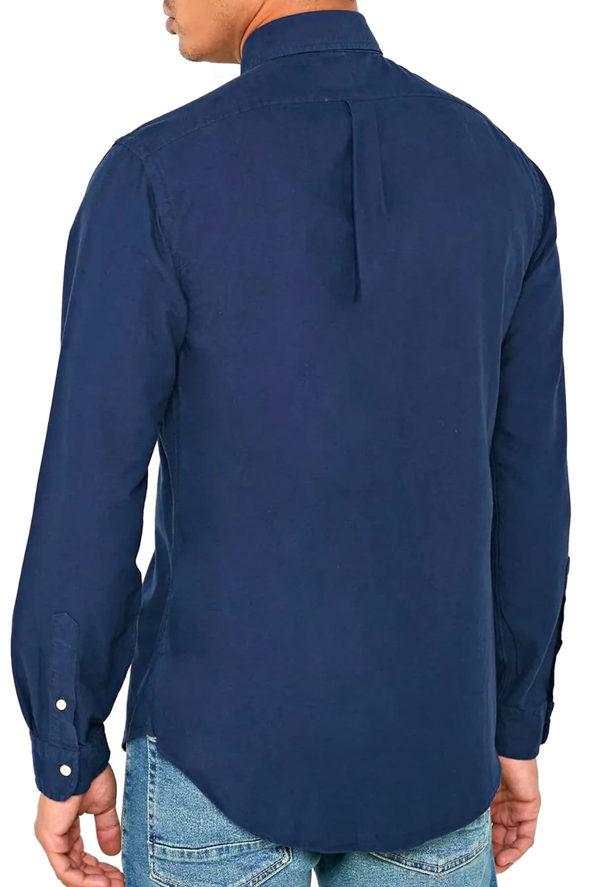 RALPH LAUREN ΠΟΥΚΑΜΙΣΟ BUTTON DOWN OXFORD SLIM FIT LOGO ΜΠΛΕ