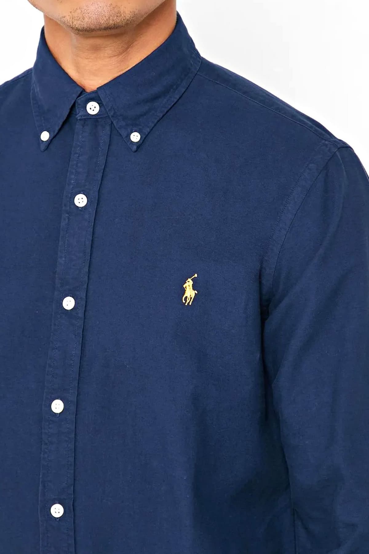 RALPH LAUREN ΠΟΥΚΑΜΙΣΟ BUTTON DOWN OXFORD SLIM FIT LOGO ΜΠΛΕ
