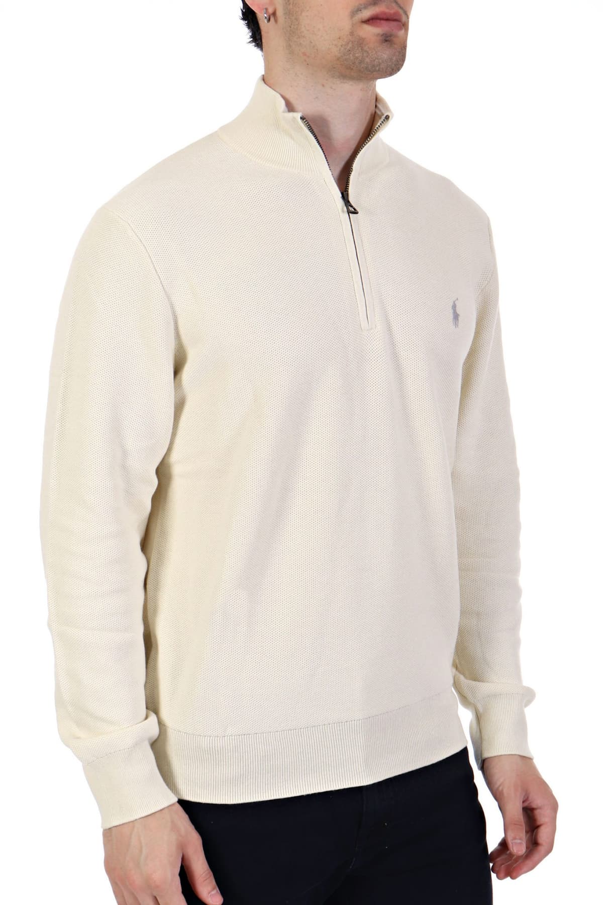 RALPH LAUREN ΠΛΕΚΤΟ HALFZIP LOGO ΕΚΡΟΥ