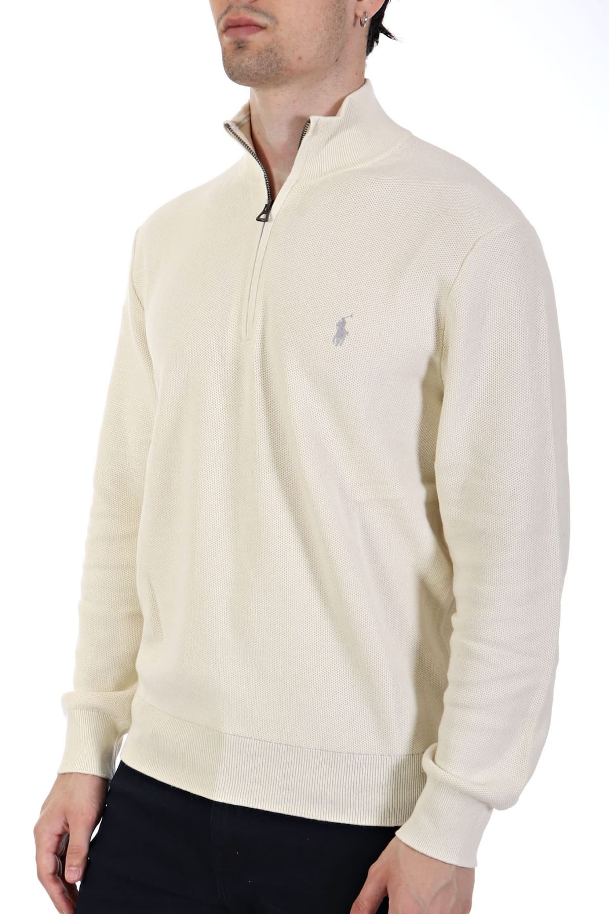 RALPH LAUREN ΠΛΕΚΤΟ HALFZIP LOGO ΕΚΡΟΥ