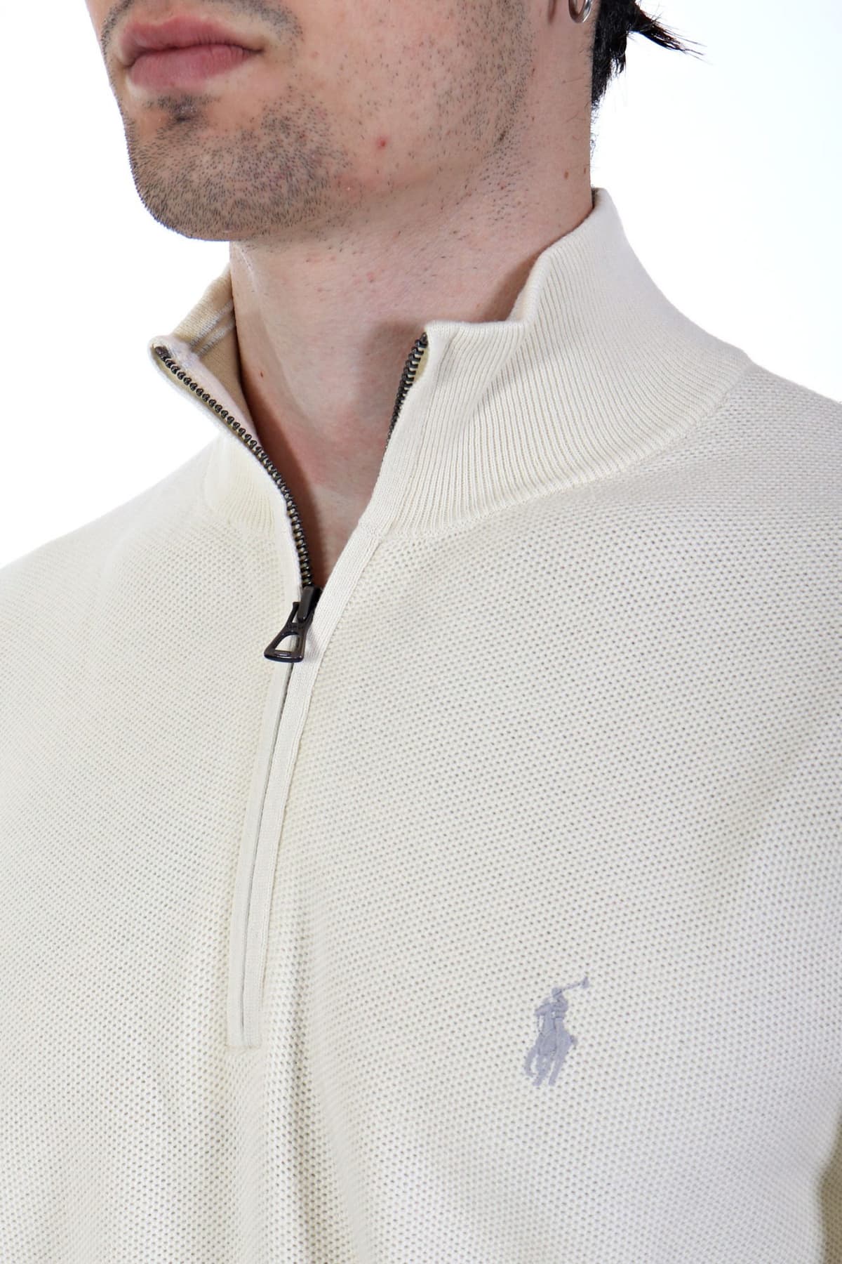 RALPH LAUREN ΠΛΕΚΤΟ HALFZIP LOGO ΕΚΡΟΥ