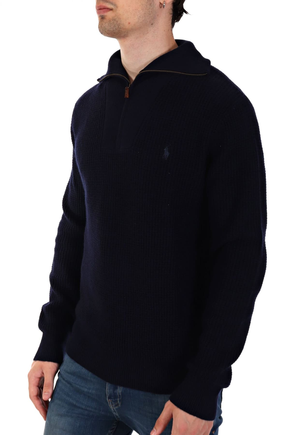RALPH LAUREN ΠΛΕΚΤΟ HALFZIP LOGO ΜΠΛΕ