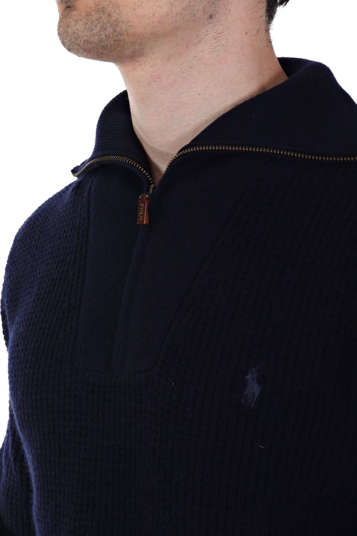 RALPH LAUREN ΠΛΕΚΤΟ HALFZIP LOGO ΜΠΛΕ