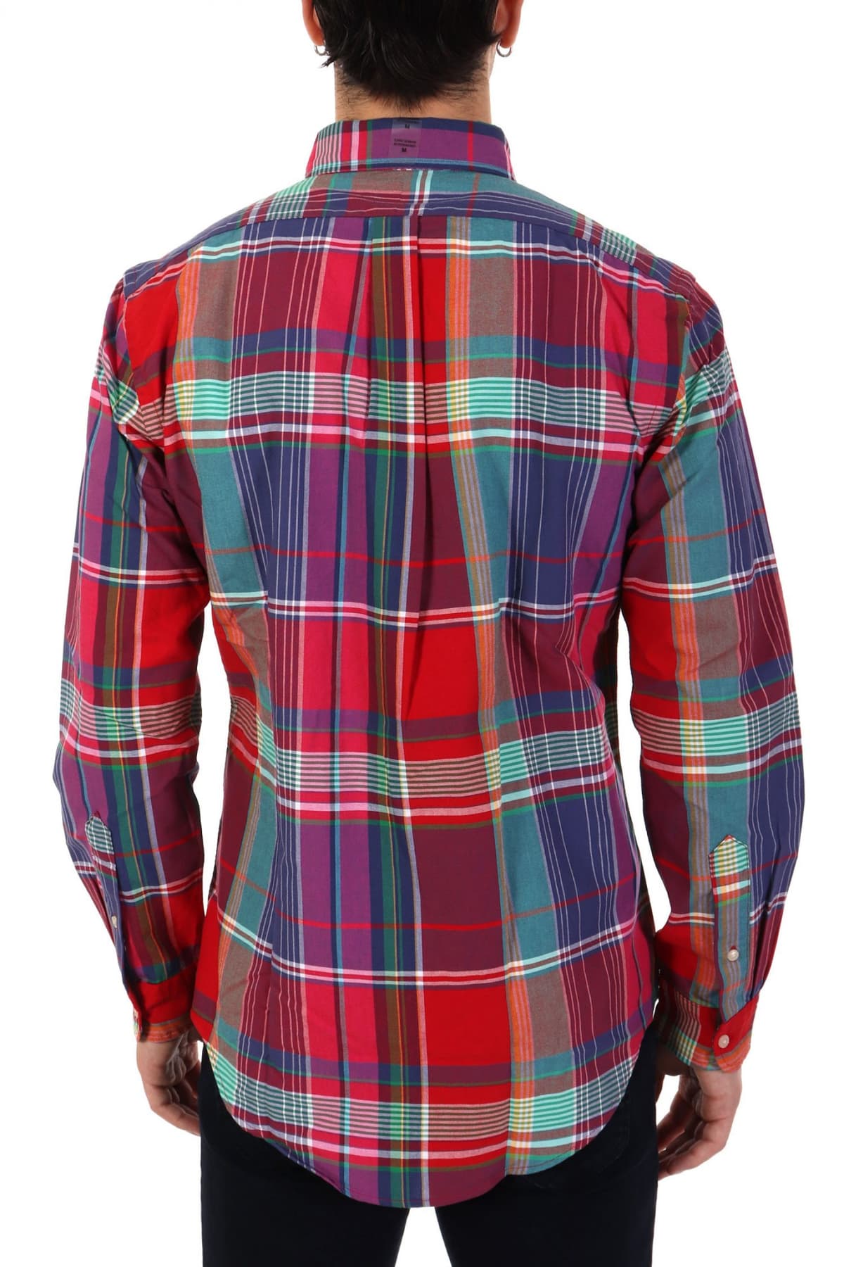 RALPH LAUREN ΠΟΥΚΑΜΙΣΟ ΚΑΡΩ BUTTON DOWN CUSTOM FIT LOGO ΚΟΚΚΙΝΟ-ΜΠΛΕ