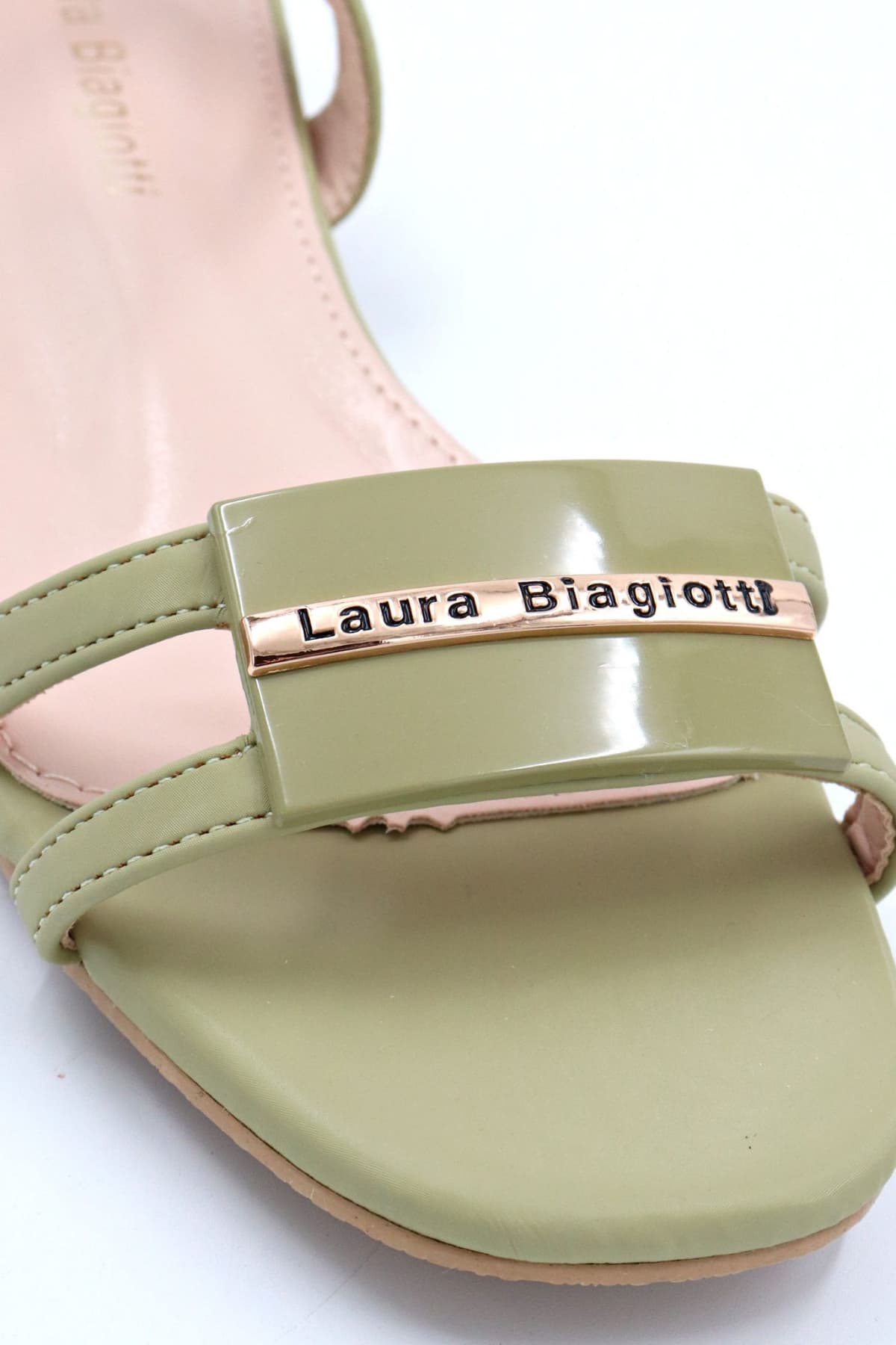 LAURA BIAGIOTTI ΠΑΠΟΥΤΣΙΑ ΠΕΔΙΛΑ ΜΕΤΑΛΛΙΚΟ LOGO ΑΠΑΛΟ ΠΡΑΣΙΝΟ