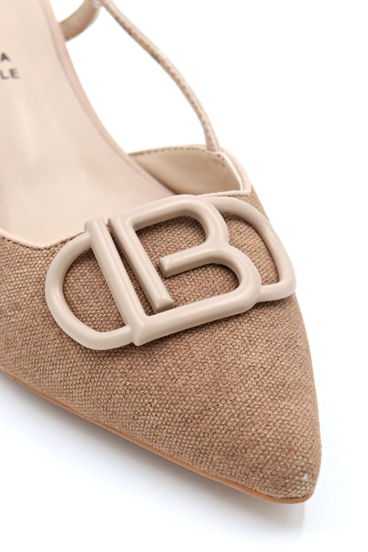 LAURA BIAGIOTTI ΠΑΠΟΥΤΣΙΑ MULES ΥΦΑΣΜΑ LOGO ΑΓΚΡΑΦΑ ΜΠΕΖ