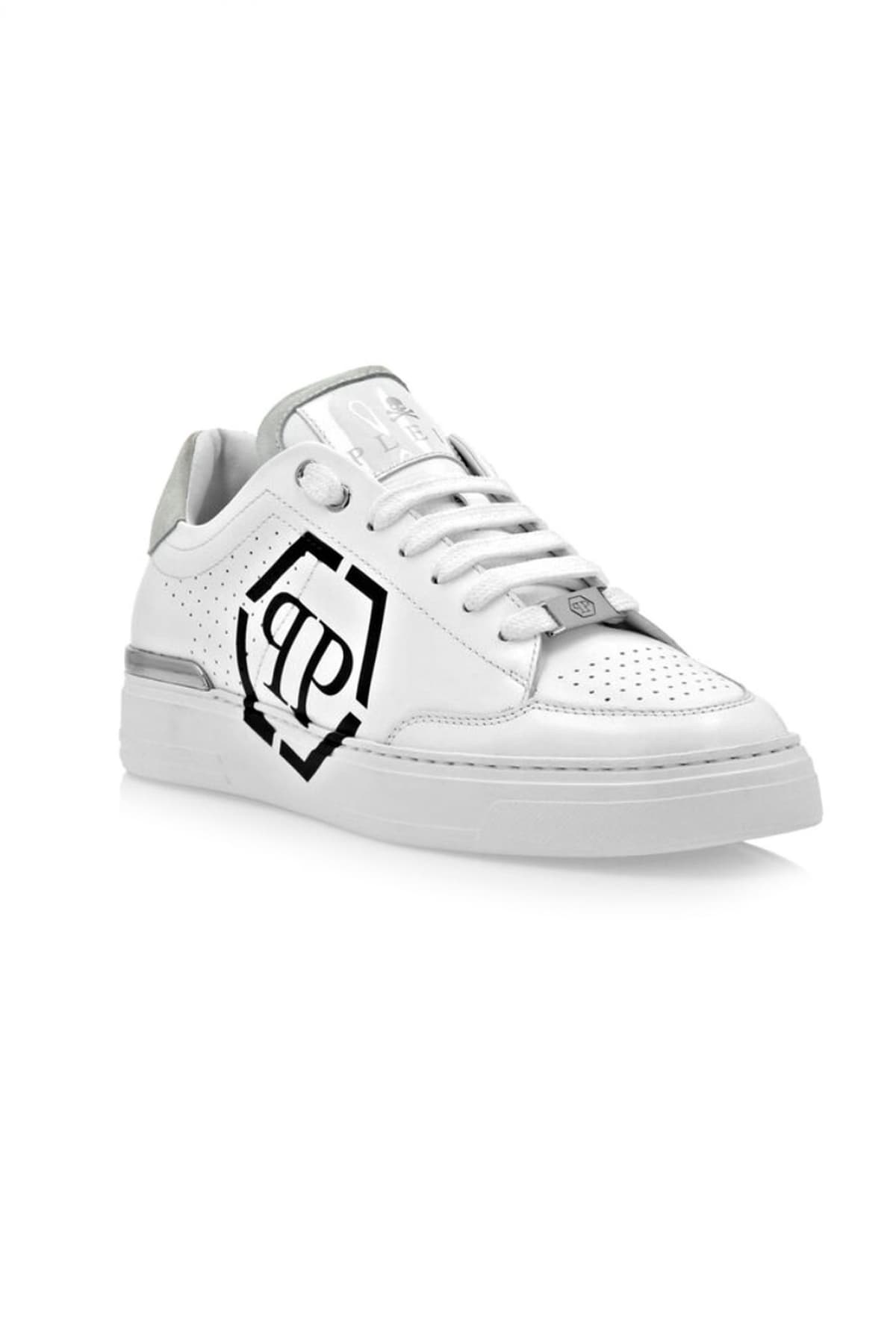 PHILIPP PLEIN ΠΑΠΟΥΤΣΙΑ SNEAKERS LOGO HEXAGON ΛΕΥΚΟ