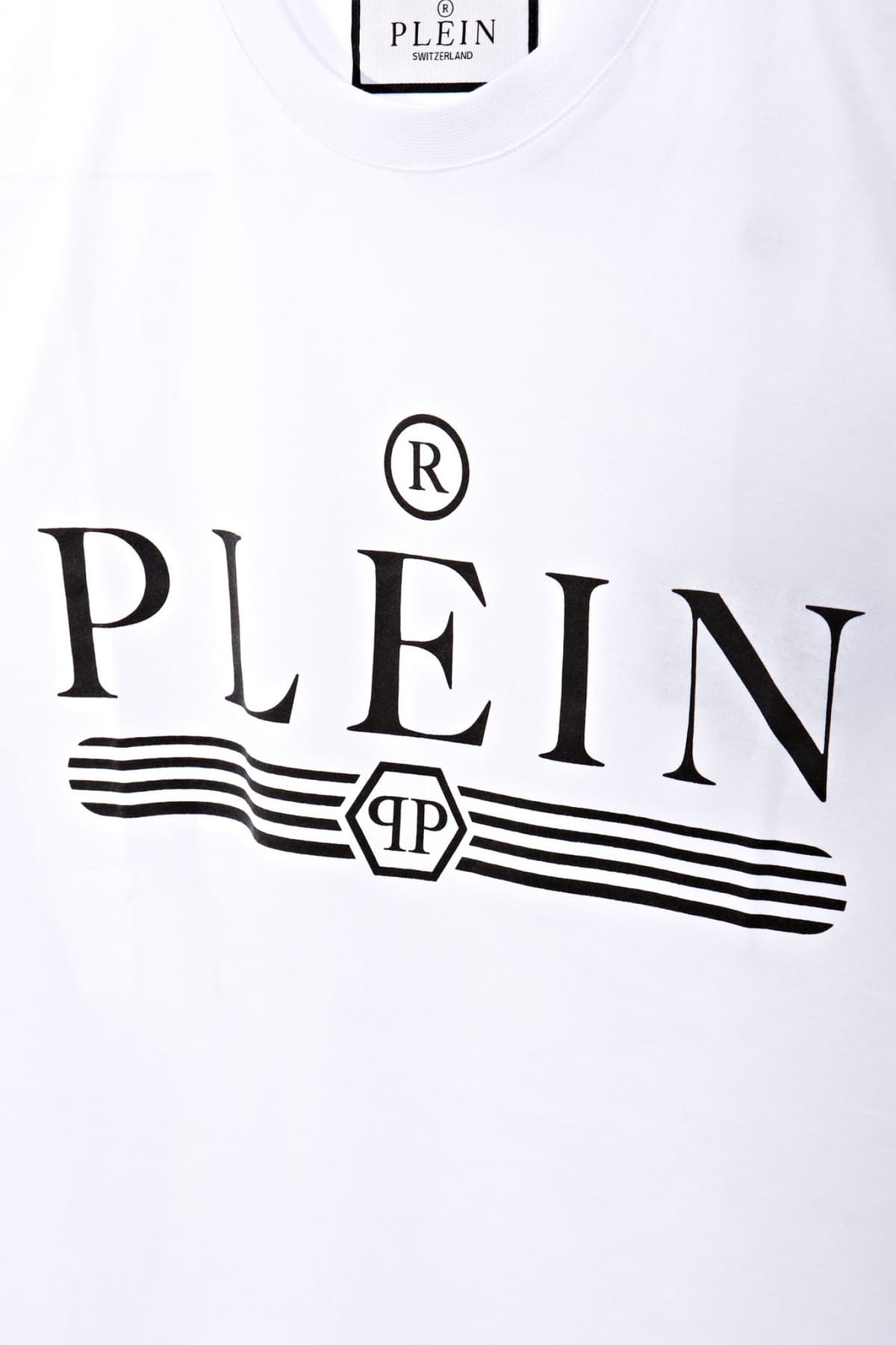 PHILIPP PLEIN T-SHIRT ROUND NECK LOGO ΛΕΥΚΟ
