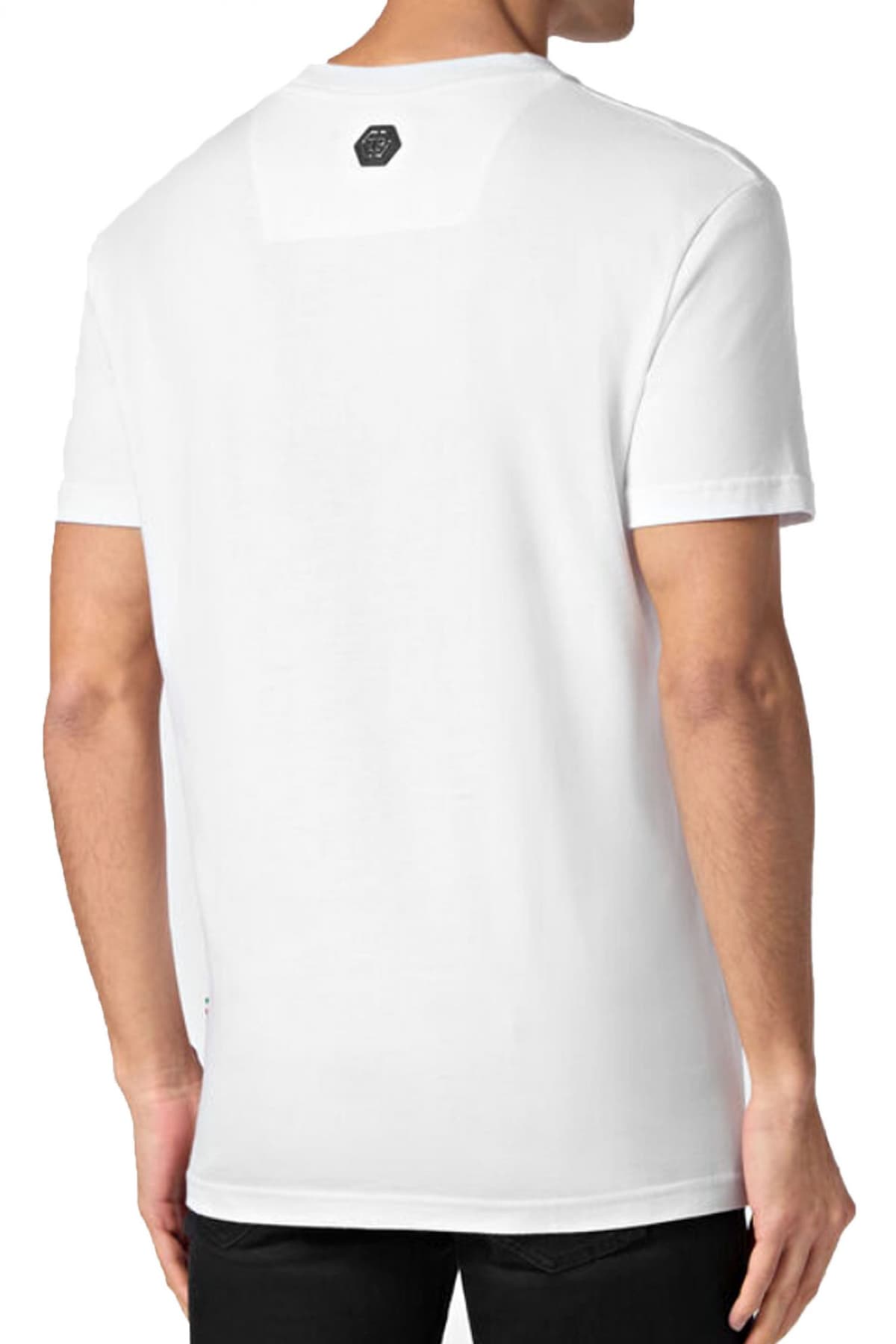 PHILIPP PLEIN T-SHIRT ROUND NECK LOGO ΛΕΥΚΟ