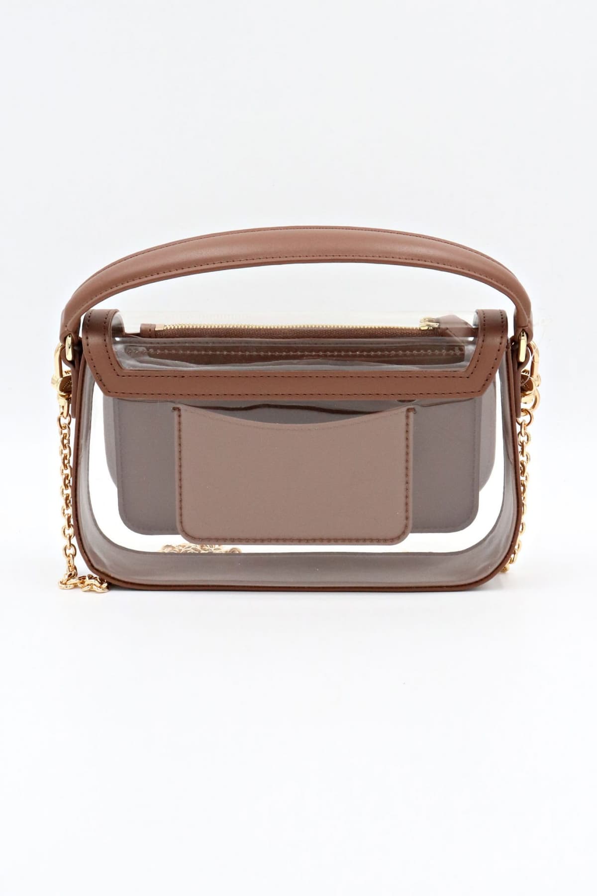 EMPORIO ARMANI ΤΣΑΝΤΑ CROSS BODY/ ΧΕΙΡΟΣ LOGO ΔΙΑΦΑΝΕΙΑ ΚΑΦΕ