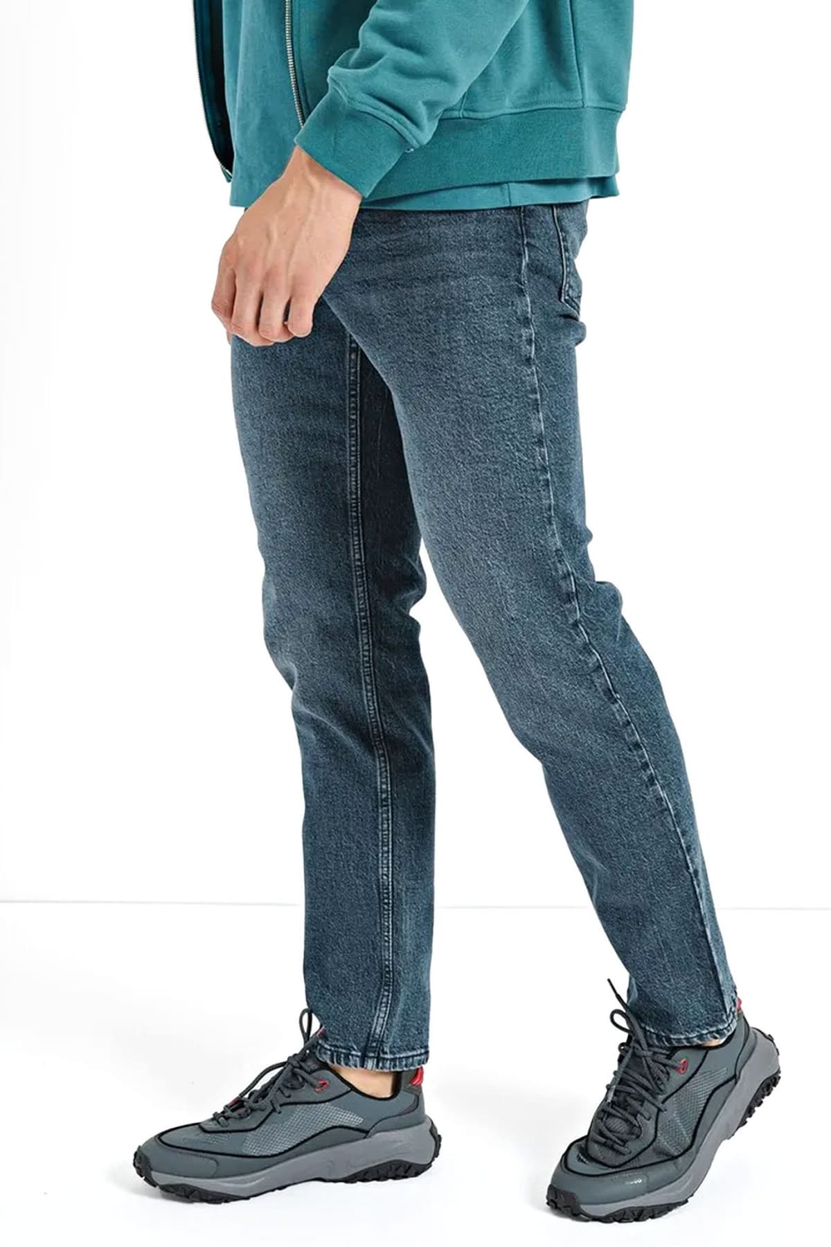 KARL LAGERFELD JEANS ΠΑΝΤΕΛΟΝΙ JEANS TAPERED DENIM ΣΚΟΥΡΟ ΜΠΛΕ